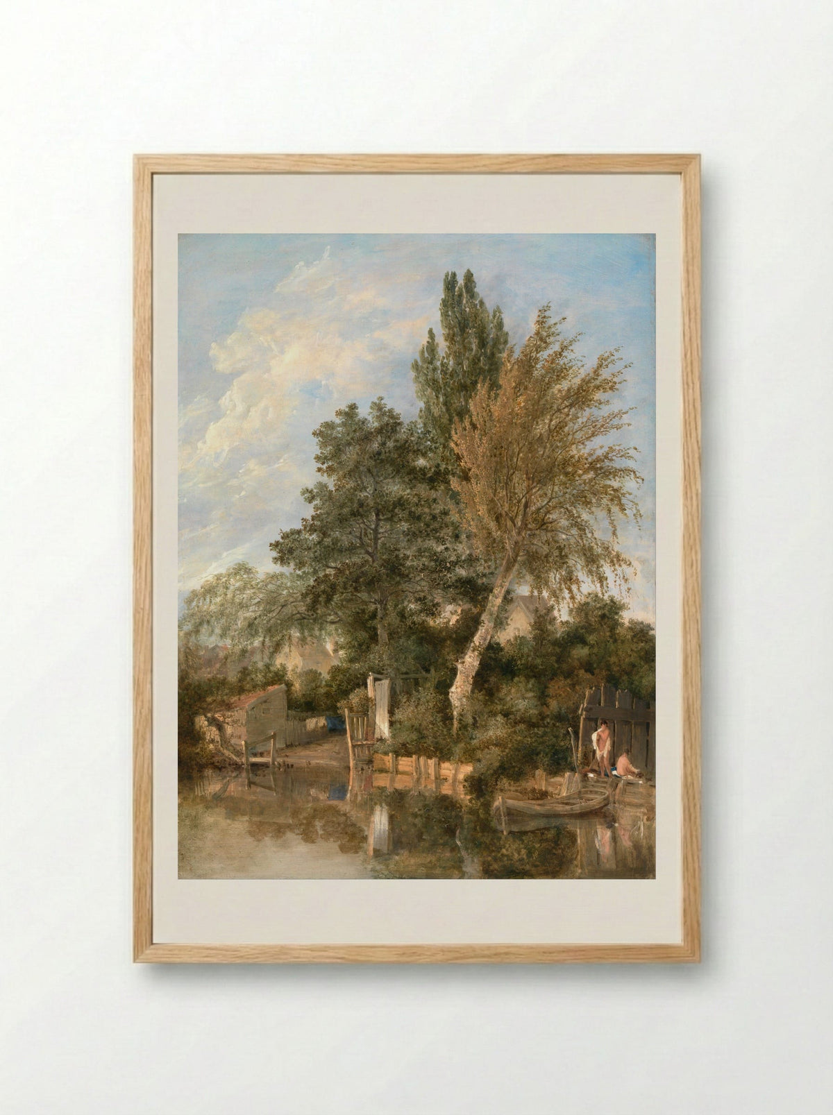 Boys Bathing on the River Wensum, Norwich - John Crome - Framed Print Wood
