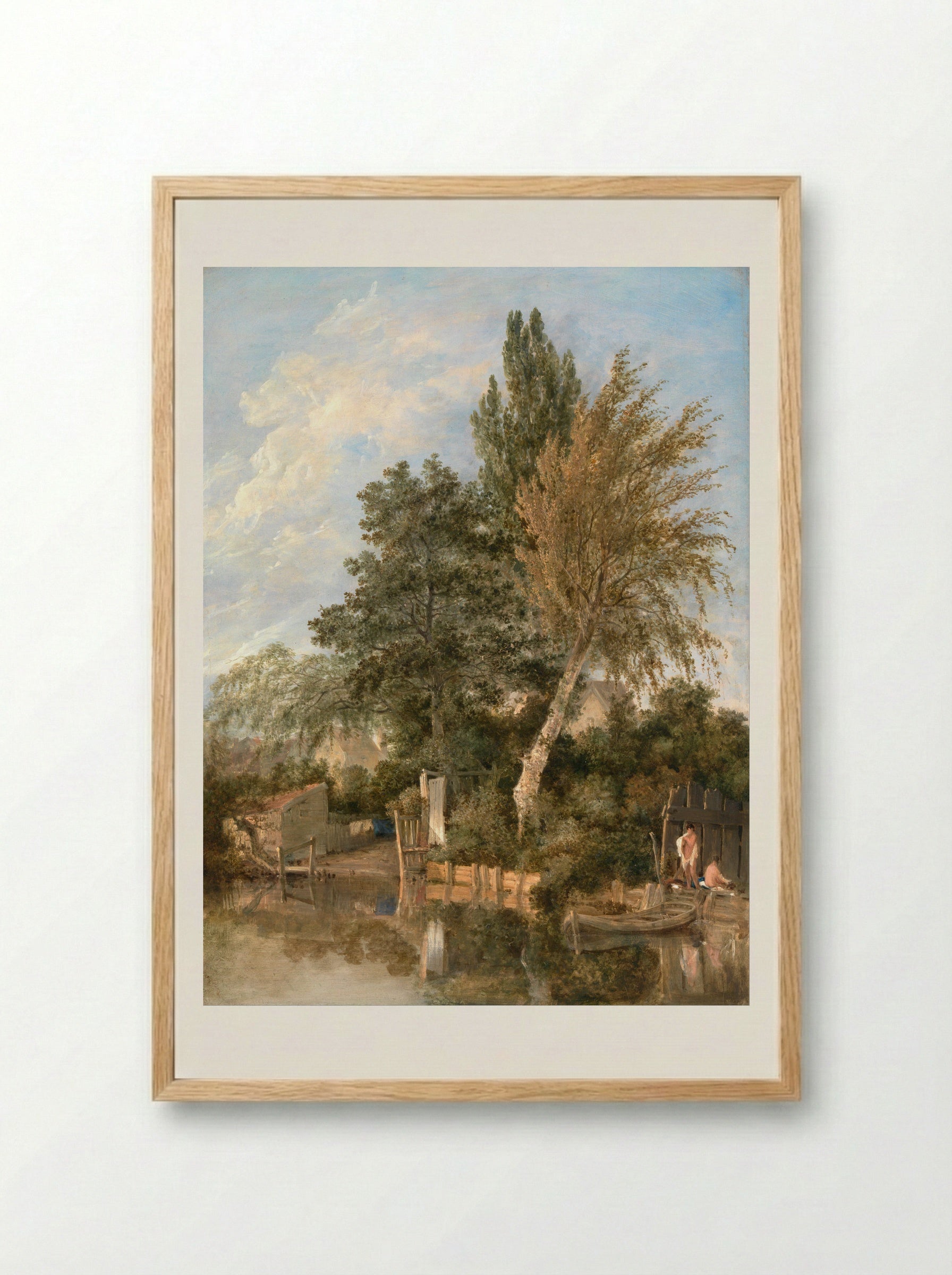 Boys Bathing on the River Wensum, Norwich - John Crome - Framed Print Wood