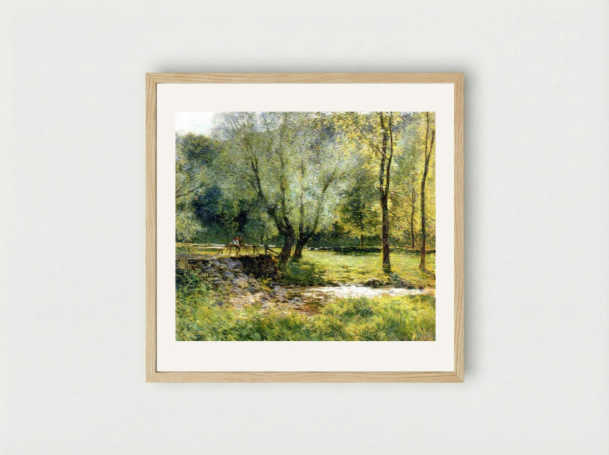 Boys Fishing - Willard Metcalf - Framed Print Wood