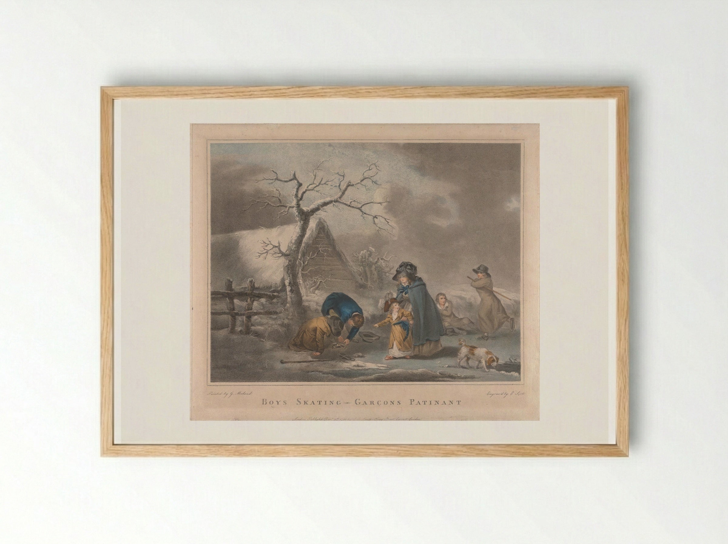 Boys Skating - George Morland - Framed Print Wood