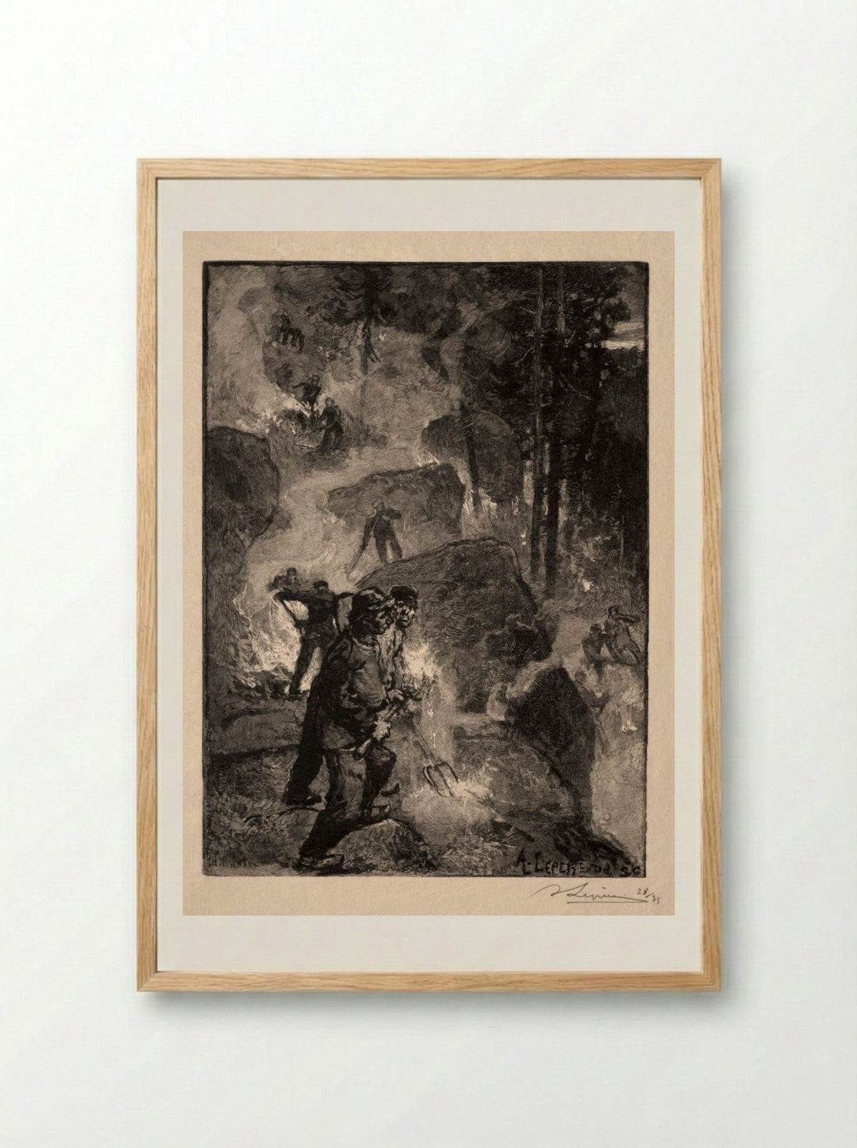 Brûleurs de Fougères - Auguste Louis Lepère - Framed Print Wood