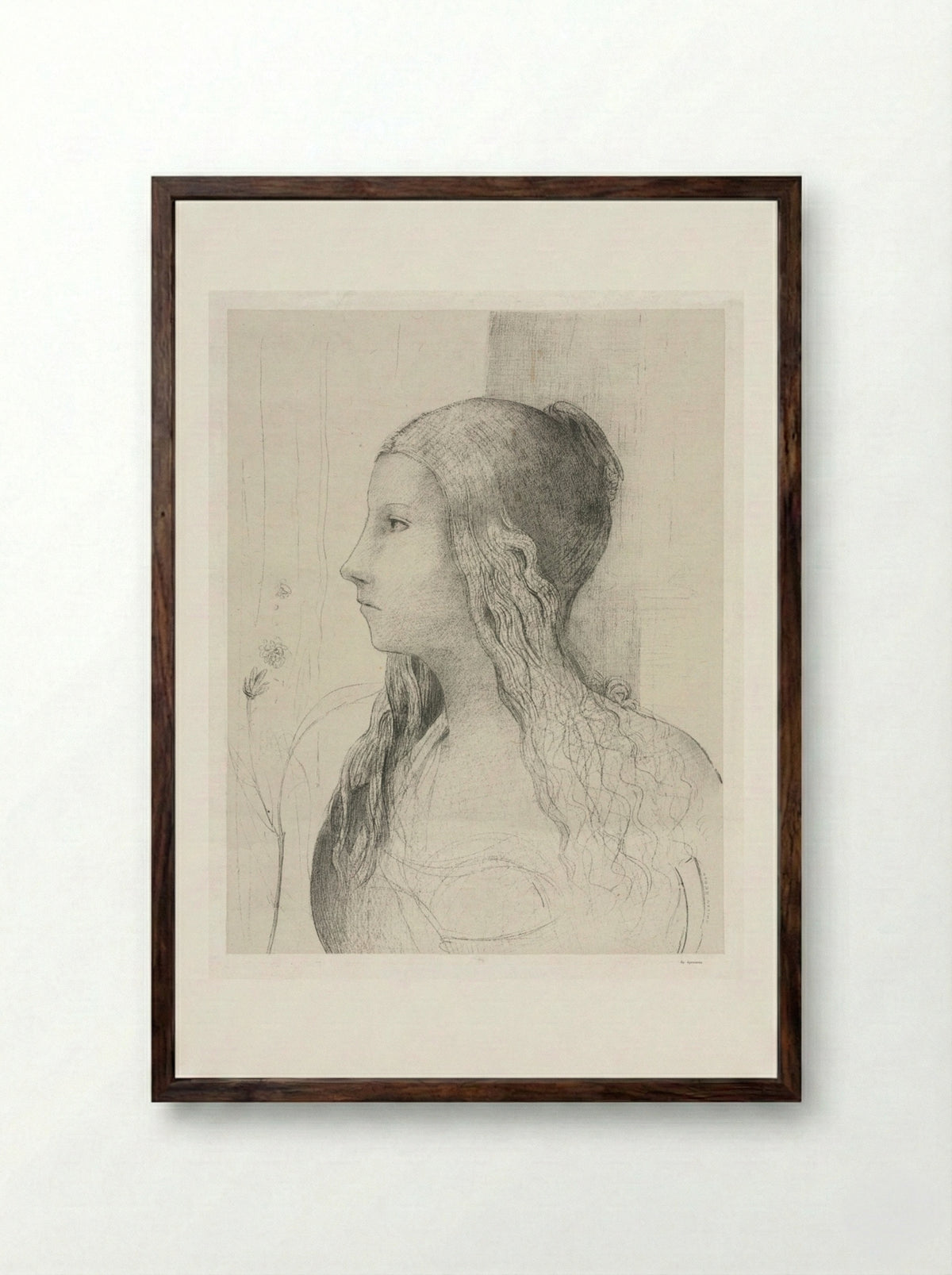 Brünnhilde - Odilon Redon - Framed Print Dark Wood
