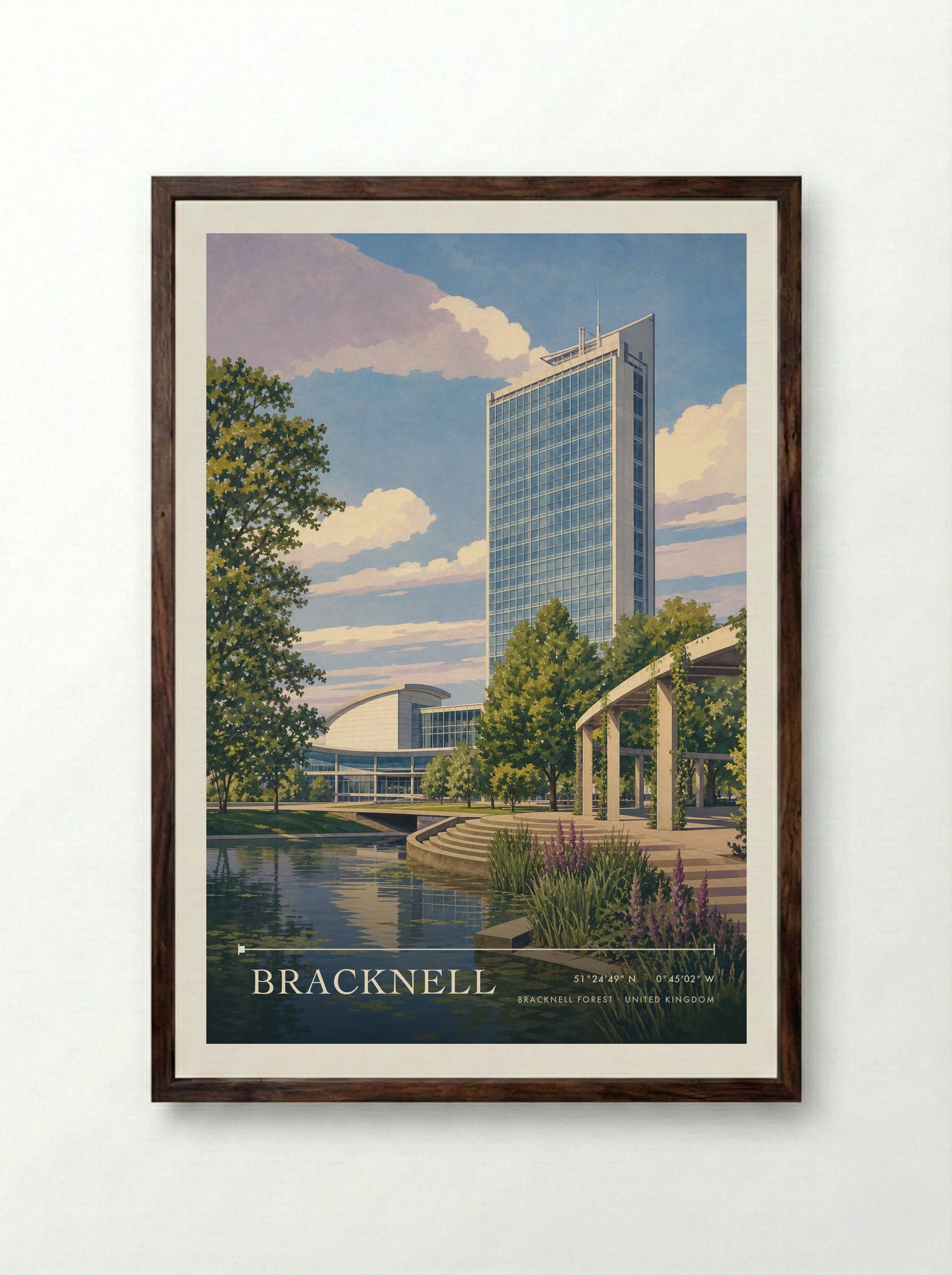 Bracknell Bracknell Forest United Kingdom Travel Poster - Framed Print Dark Wood