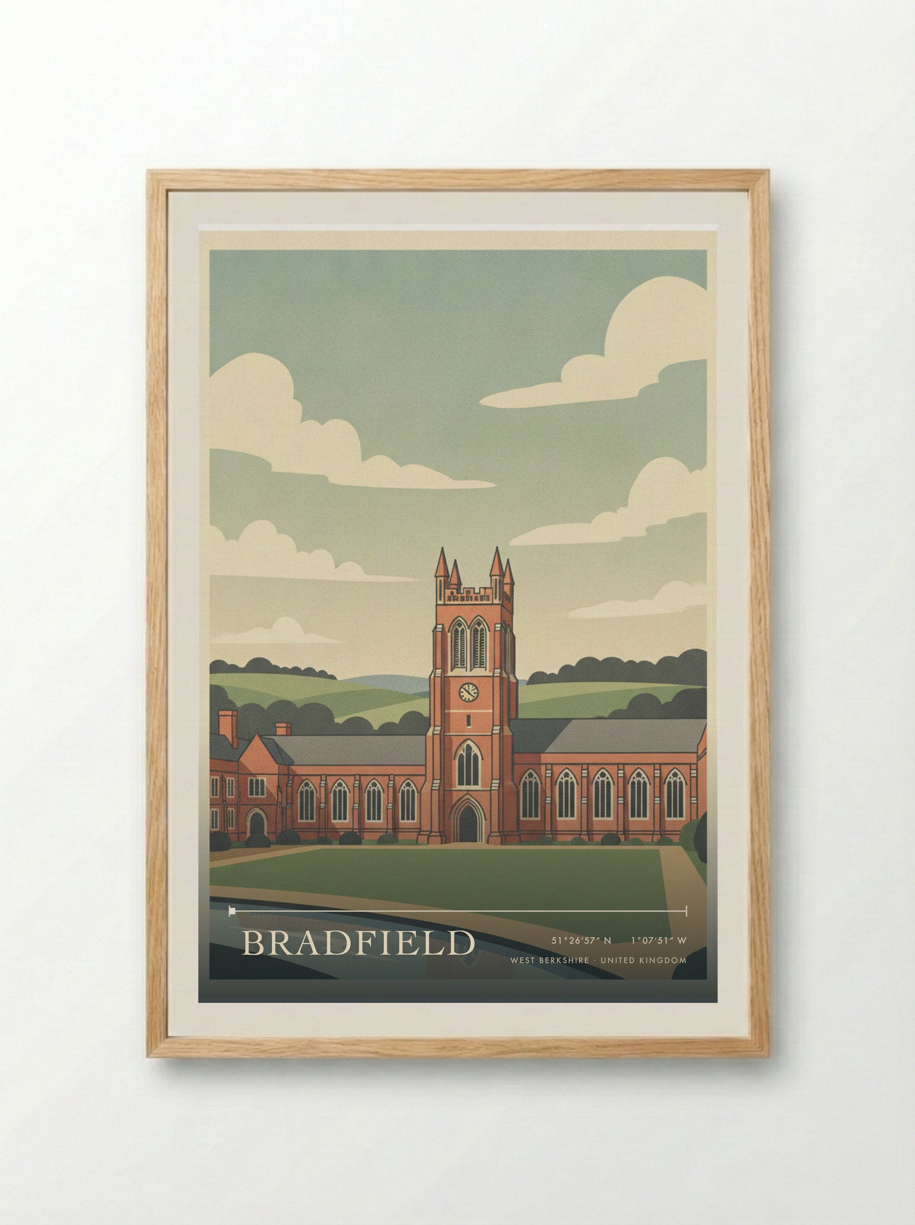 Bradfield West Berkshire United Kingdom Travel Poster - Framed Print Wood