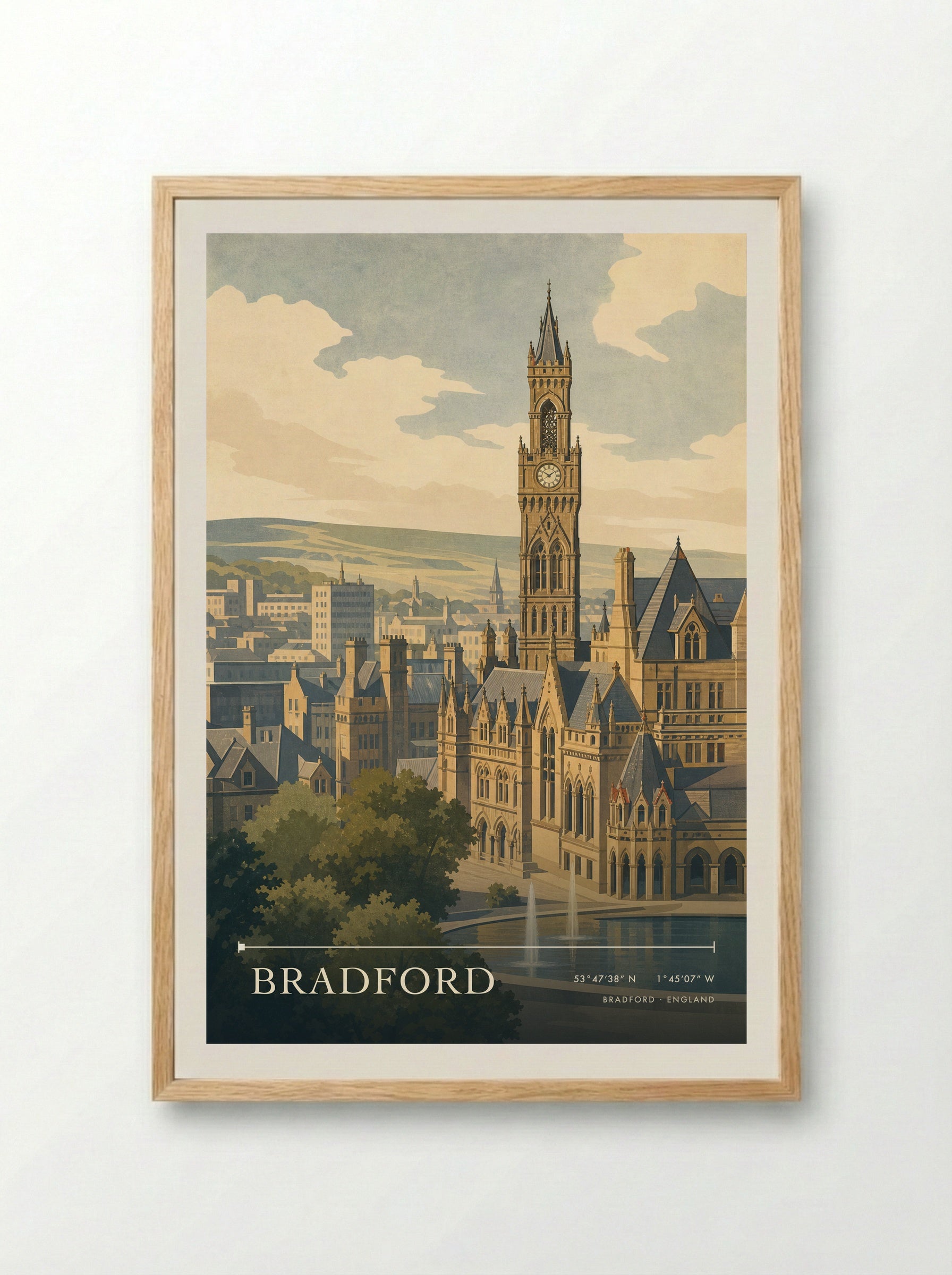 Bradford England Travel Poster - Framed Print Wood