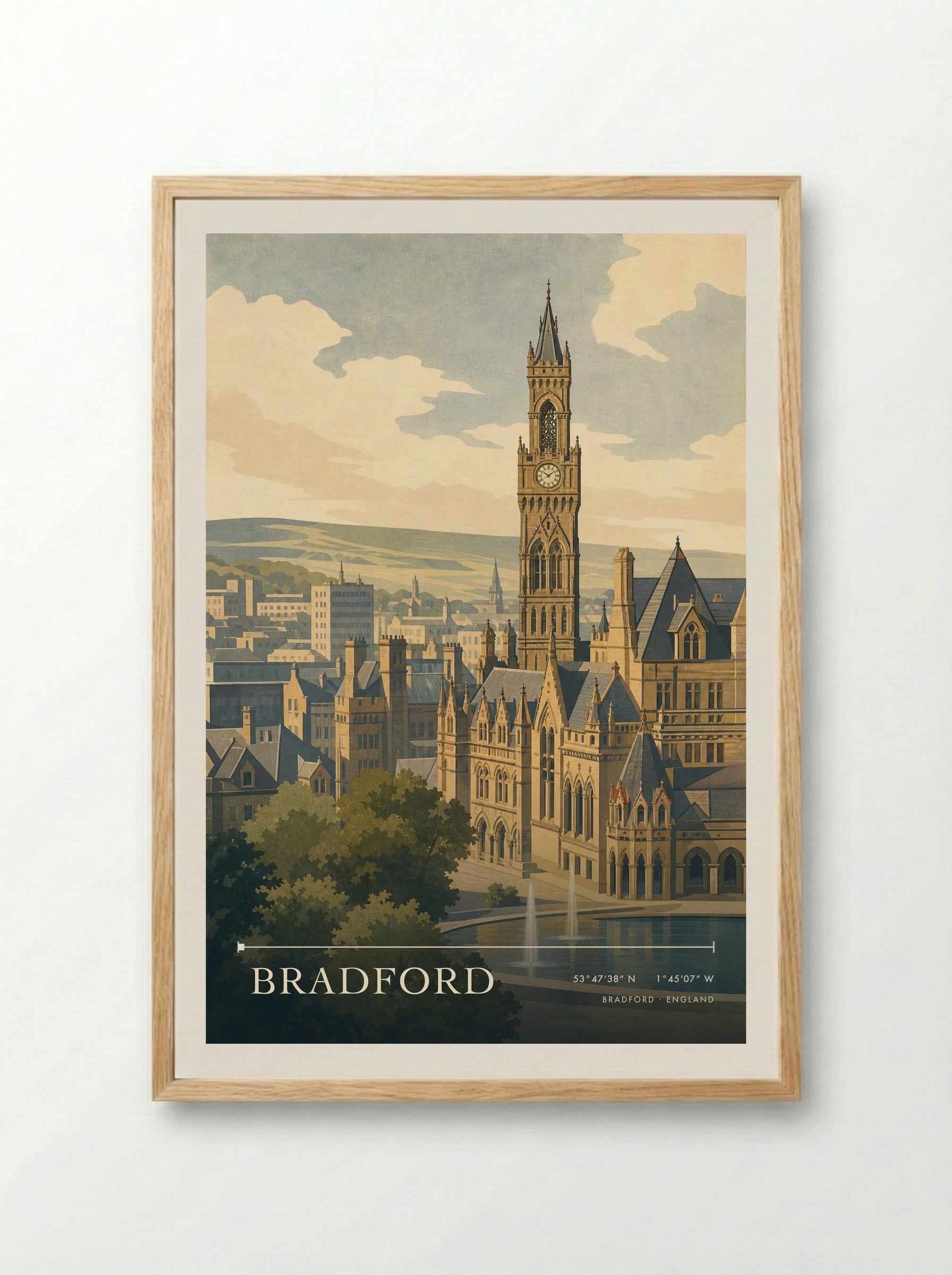 Bradford England Travel Poster - Framed Print Wood