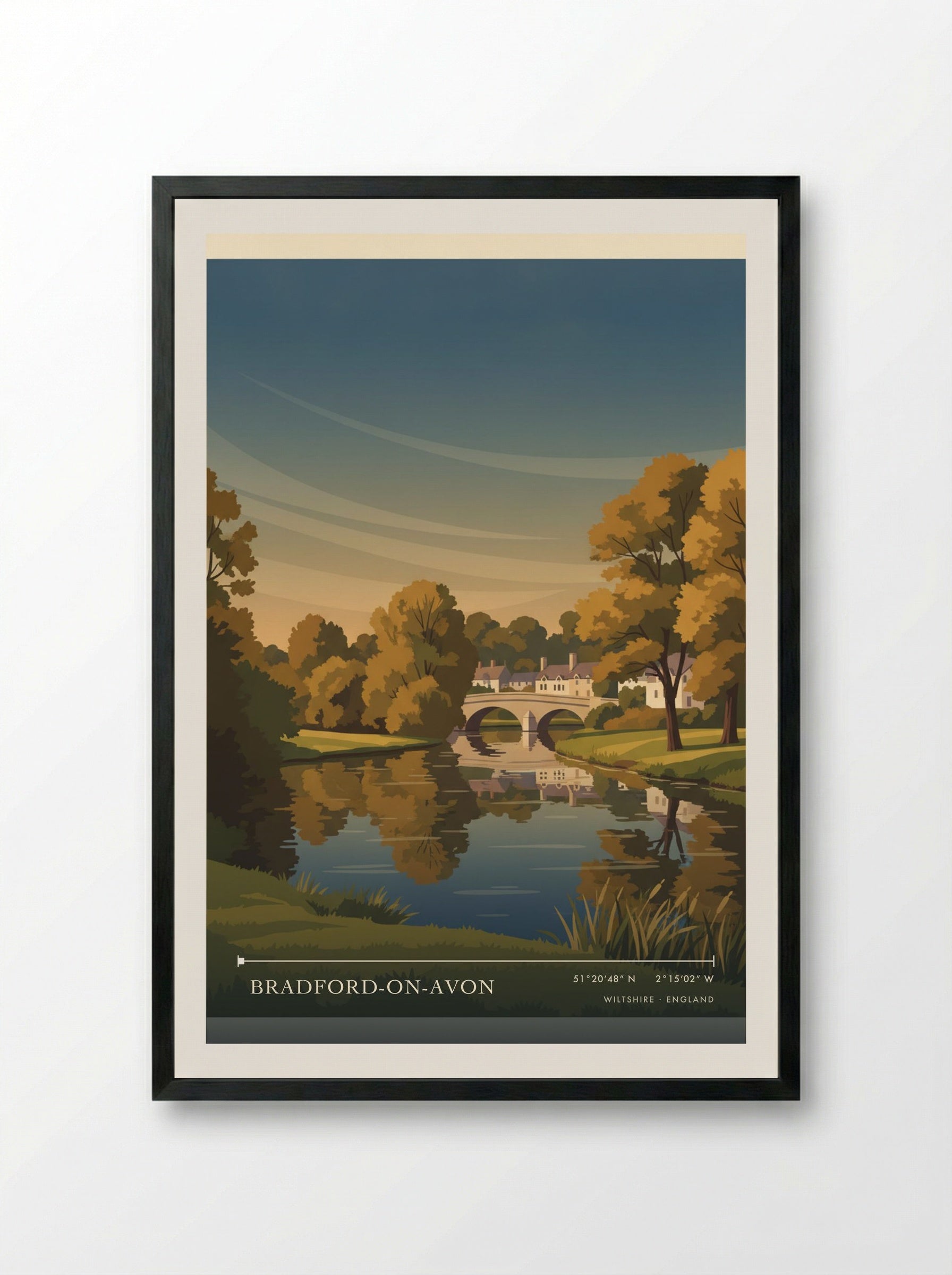 Bradford-on-Avon Wiltshire England Travel Poster - Framed Print Black