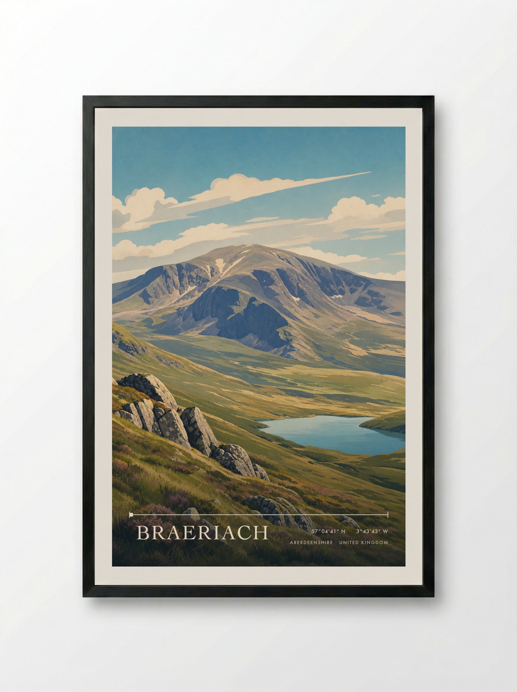 Braeriach Aberdeenshire United Kingdom Travel Poster - Framed Print Black