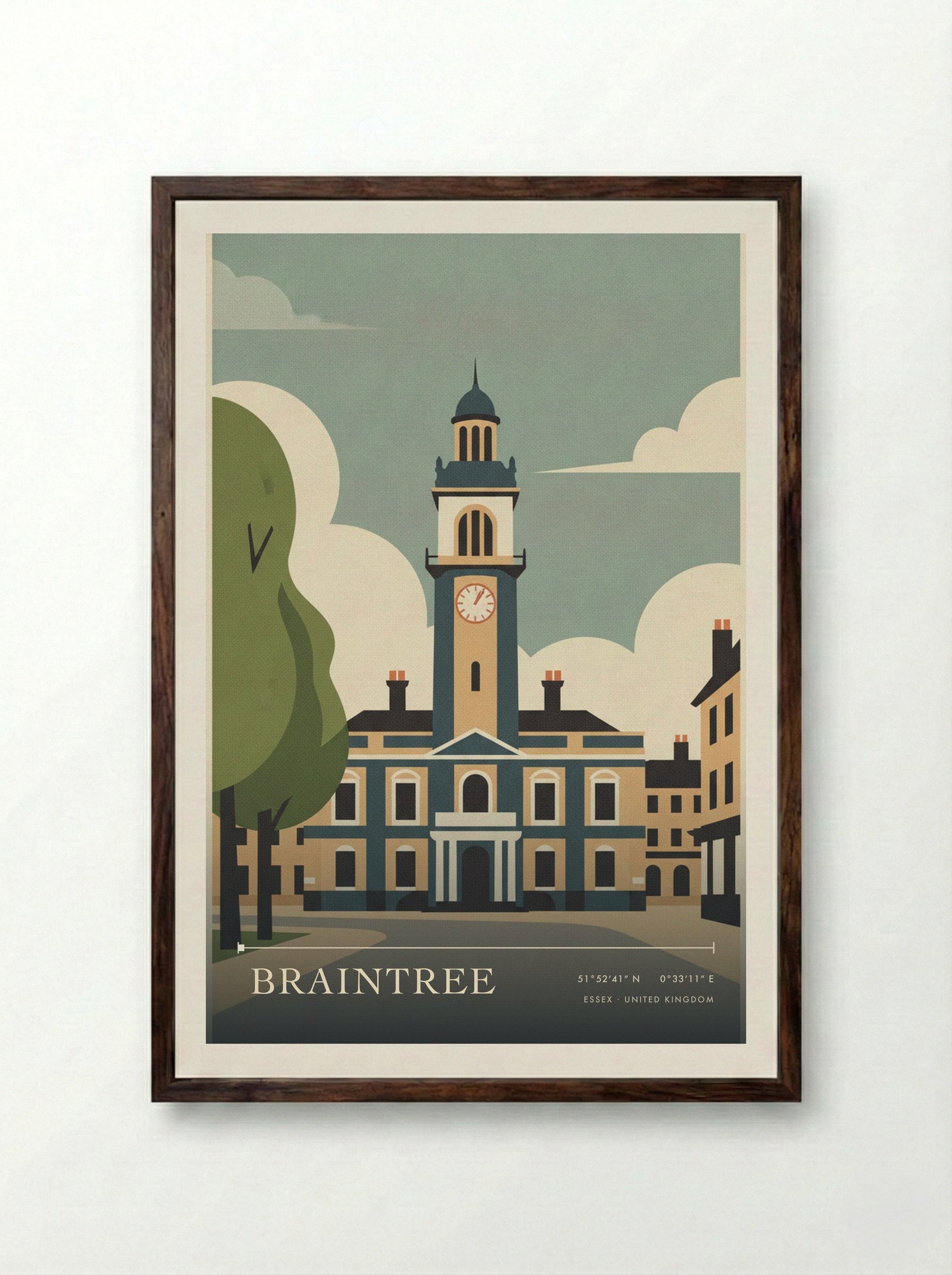 Braintree Essex United Kingdom Travel Poster - Framed Print Dark Wood