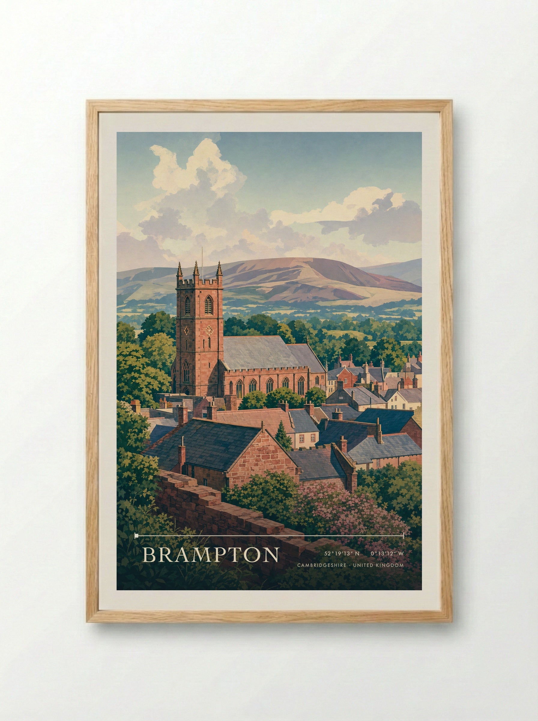 Brampton Cambridgeshire United Kingdom Travel Poster - Framed Print Wood