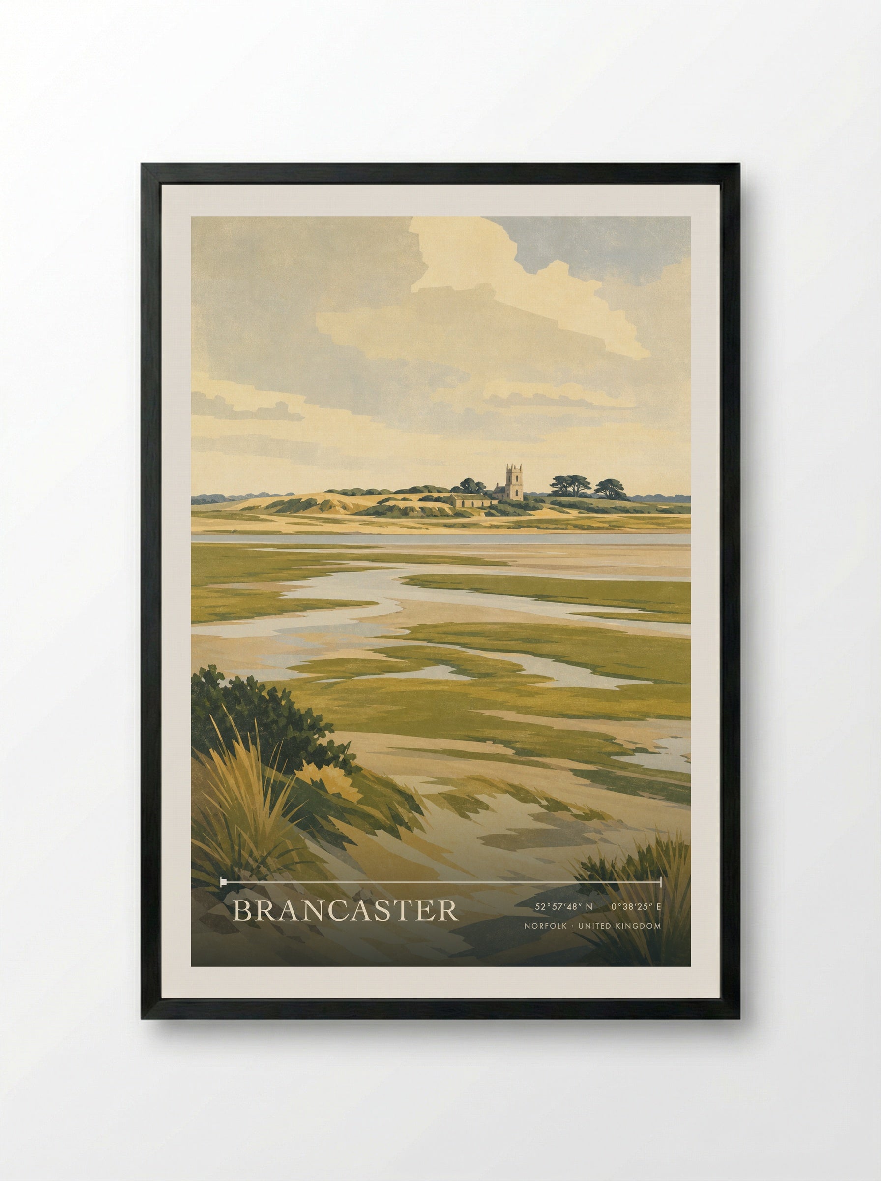 Brancaster Norfolk United Kingdom Travel Poster - Framed Print Black