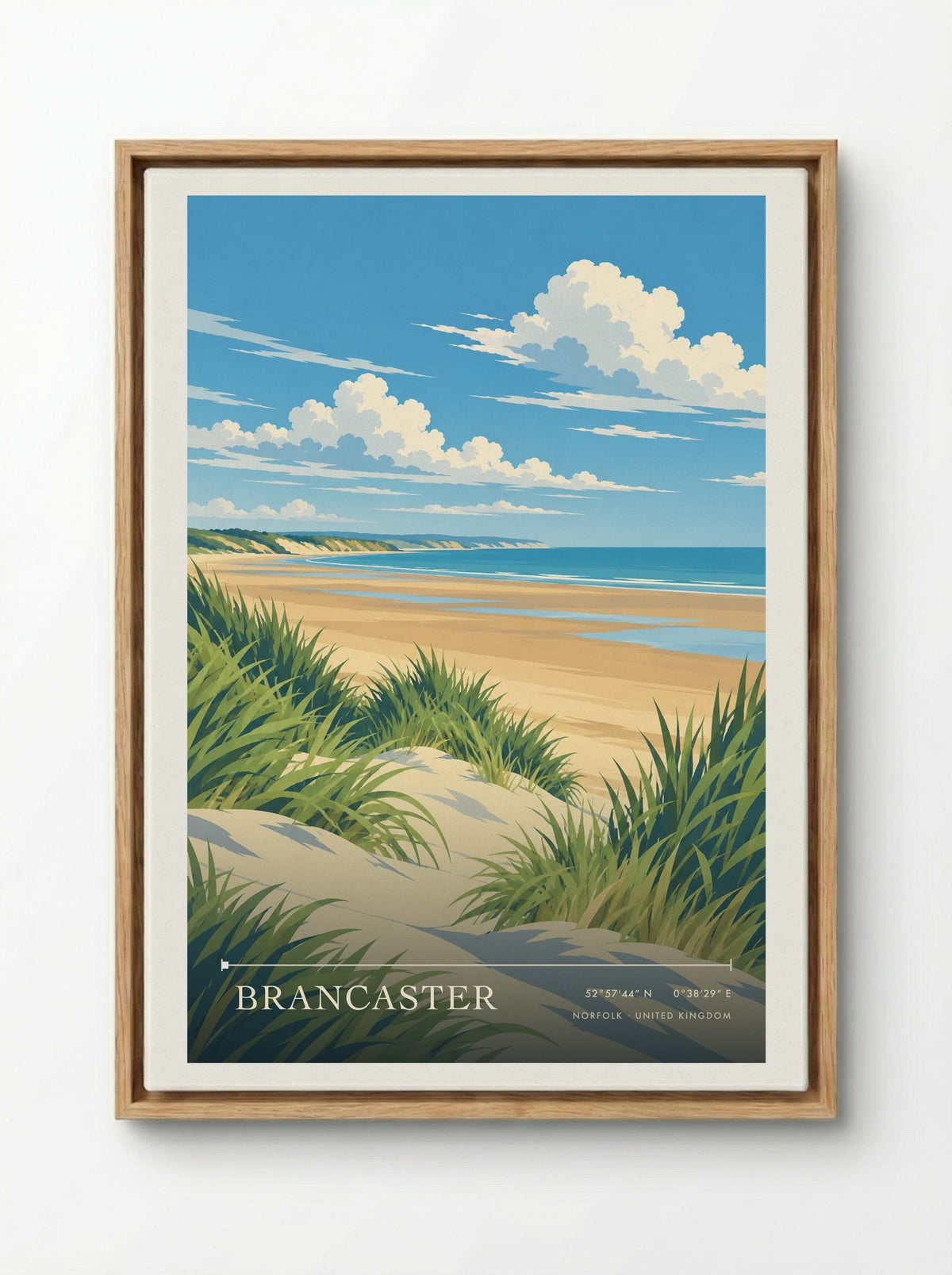 Brancaster, Norfolk | Travel Poster - Framed Canvas Wood