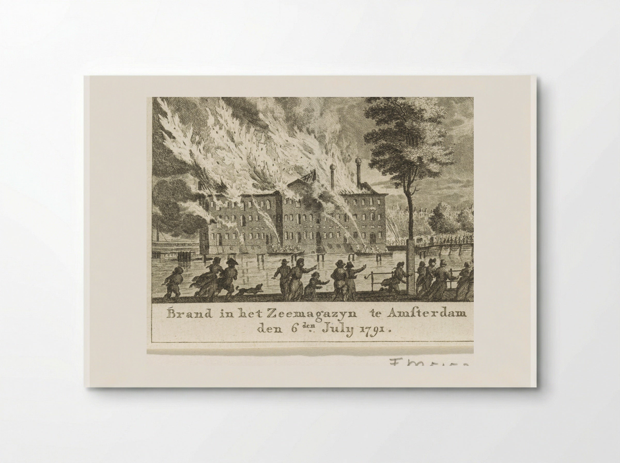 Brand in 's Lands Zeemagazijn, 1791 - Cornelis Brouwer - Poster