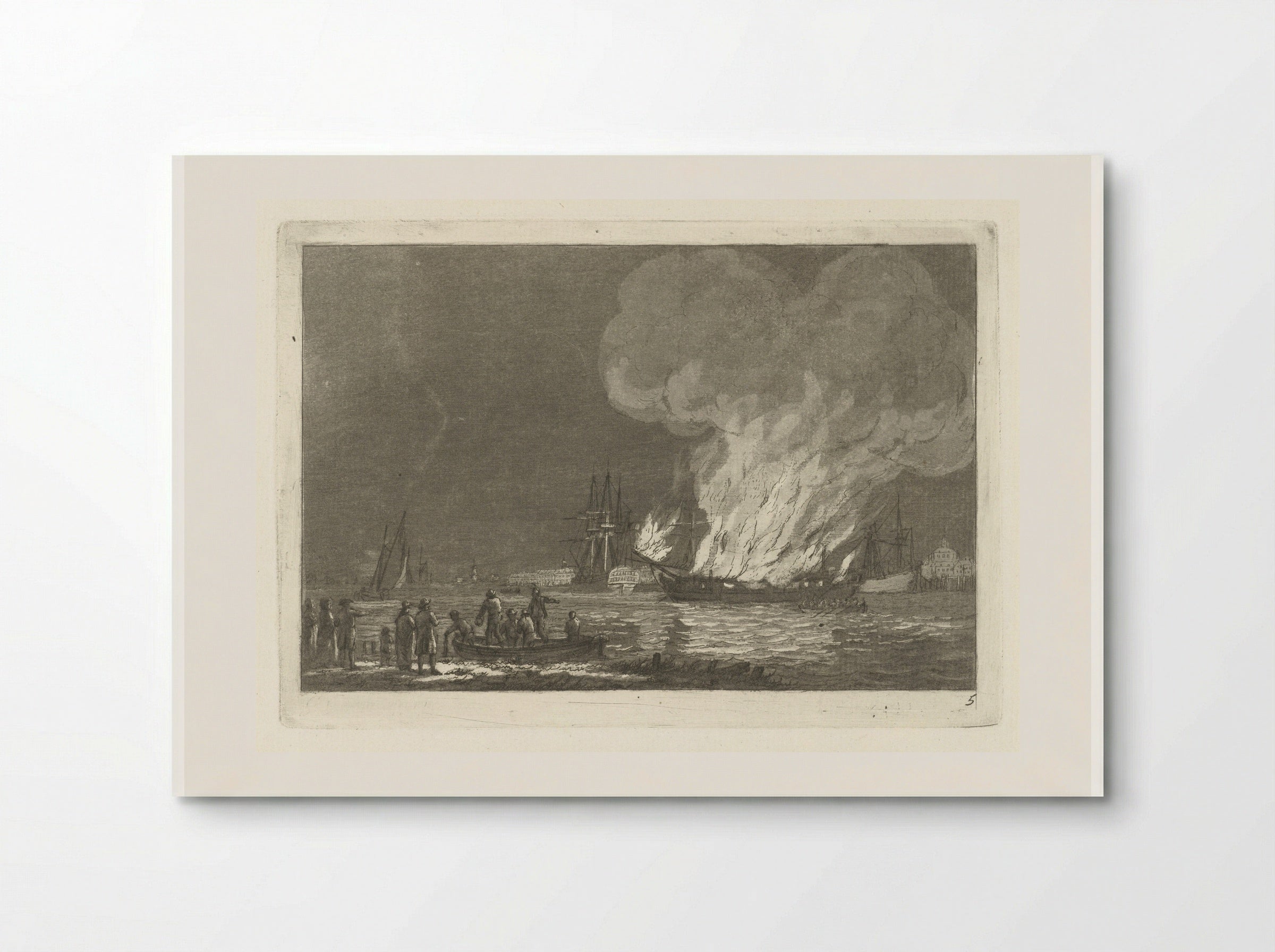 Brandend schip voor Rotterdam - Gerrit Groenewegen - Poster