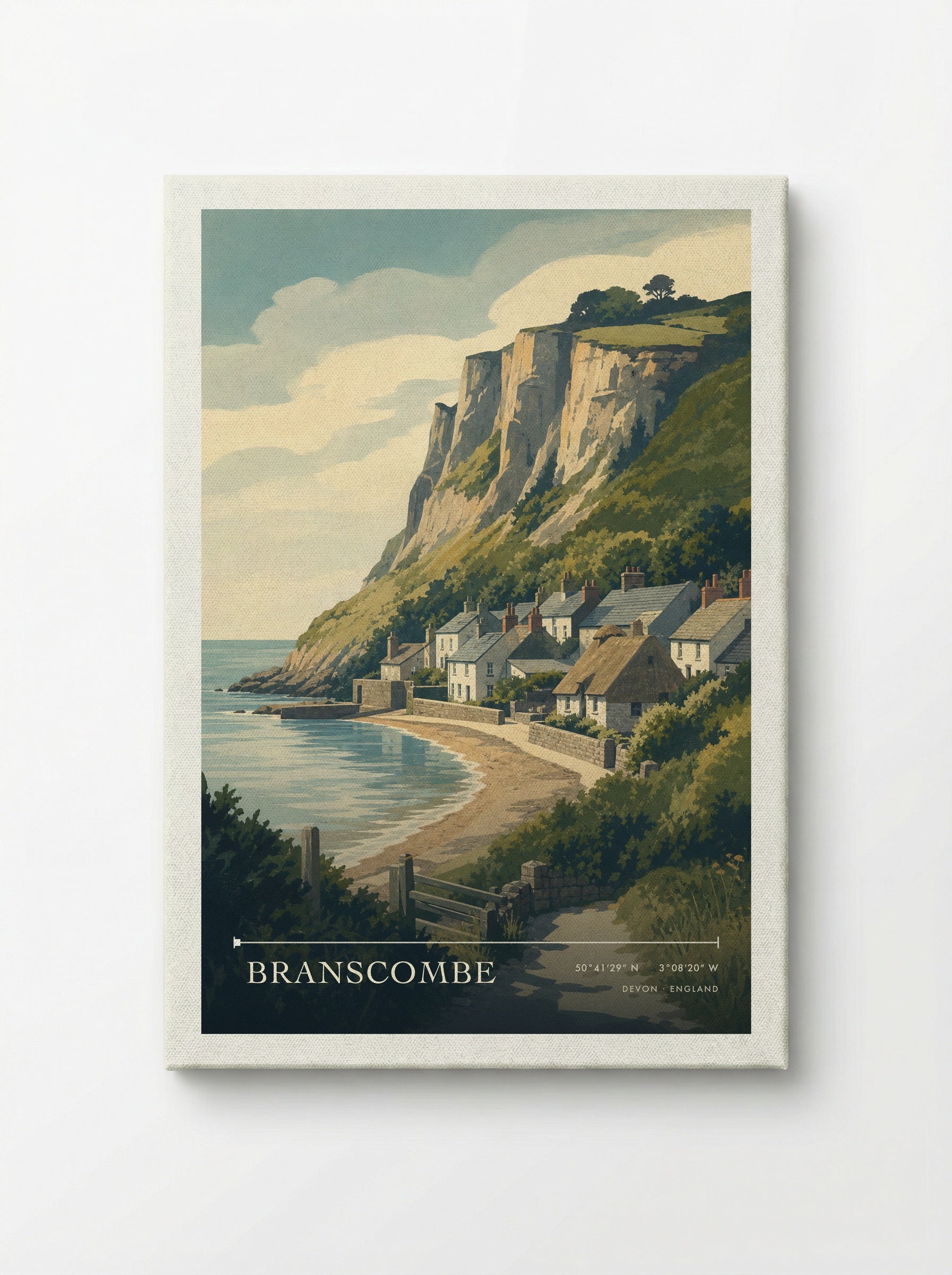 Branscombe Devon England Travel Poster - Canvas