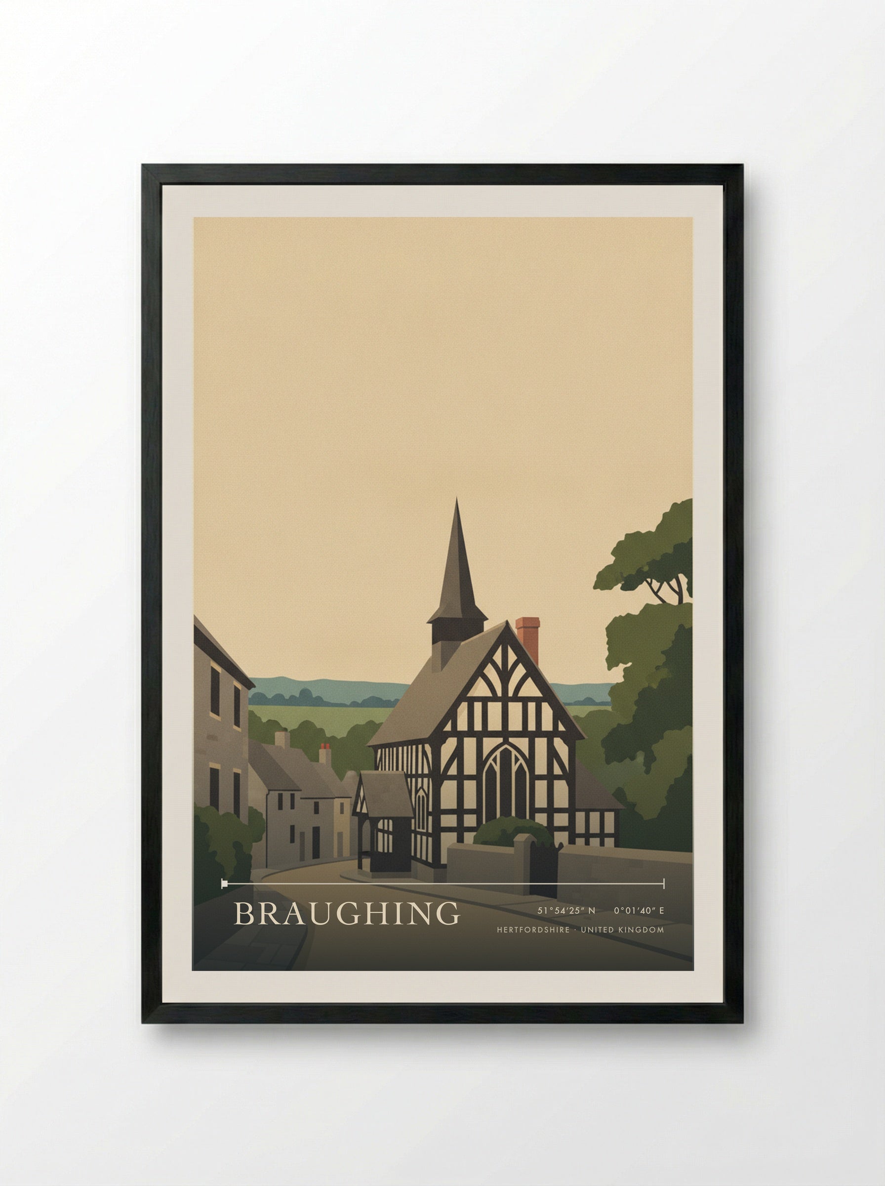 Braughing Hertfordshire United Kingdom Travel Poster - Framed Print Black