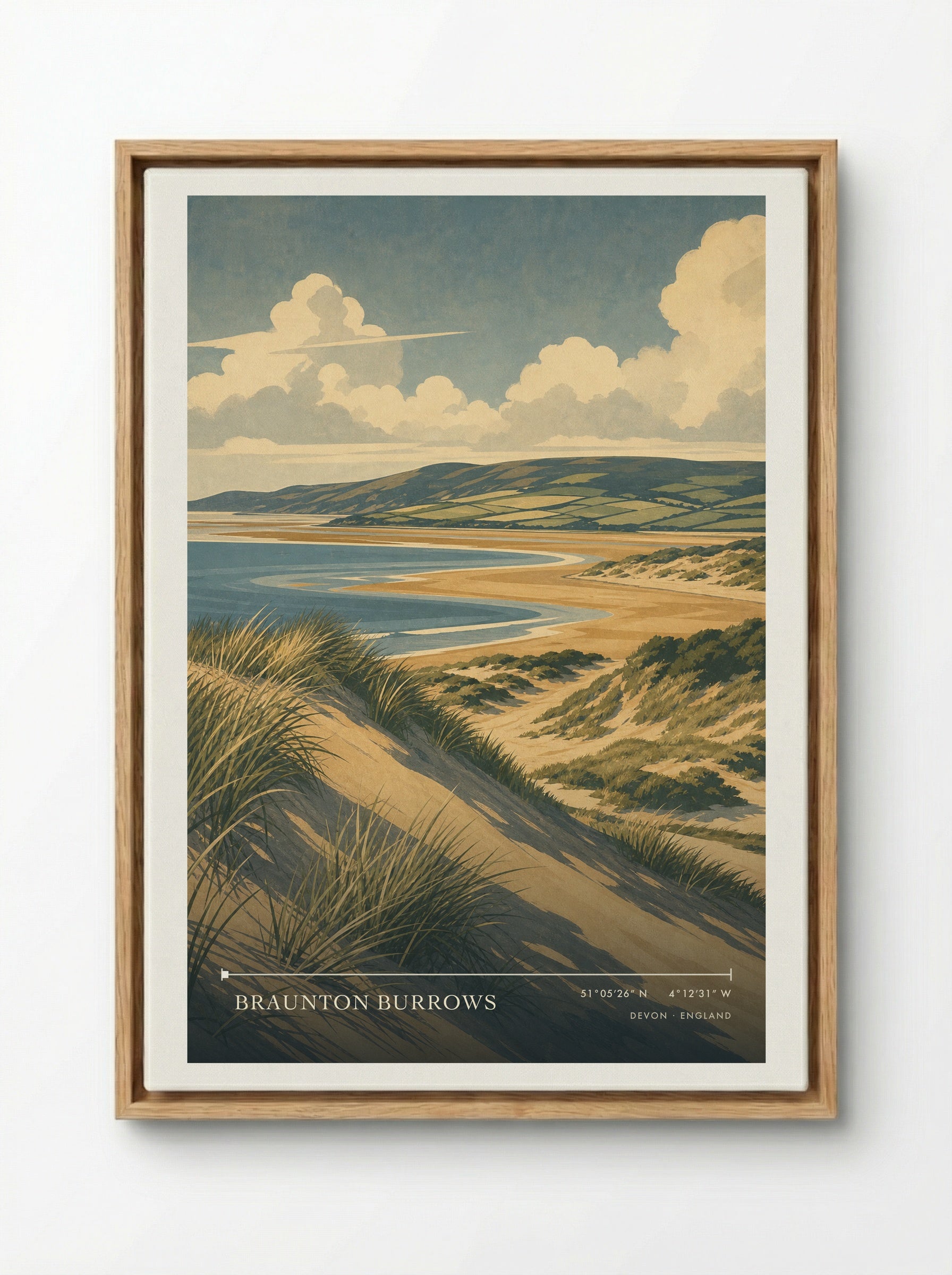 Braunton Burrows Devon England Travel Poster - Framed Canvas Wood