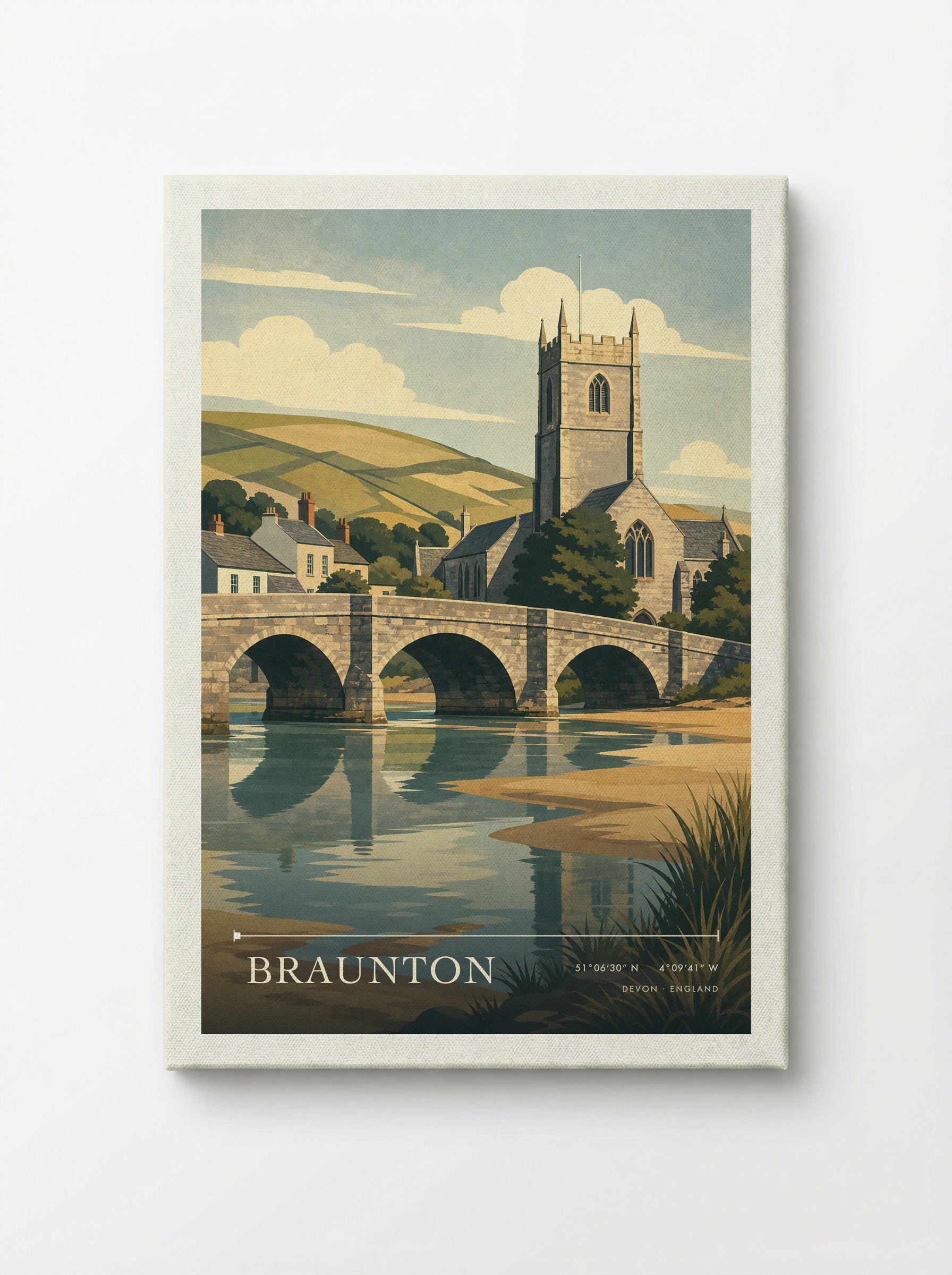 Braunton Devon England Travel Poster - Canvas
