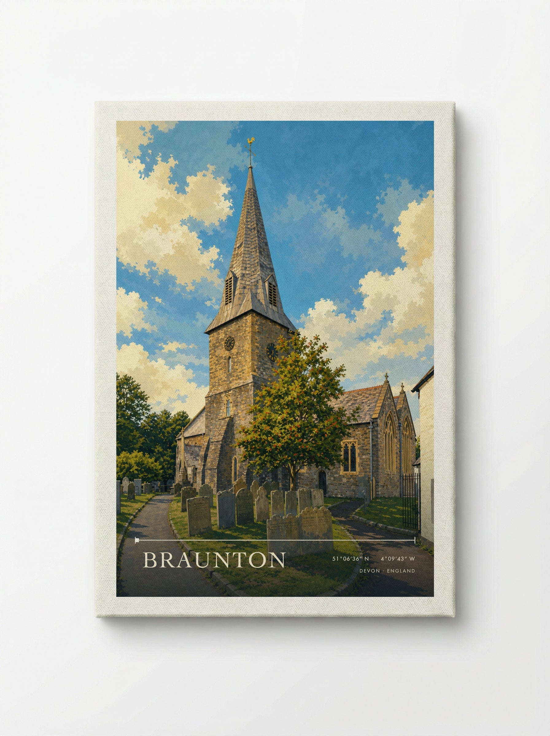 Braunton Devon England Travel Poster - Canvas