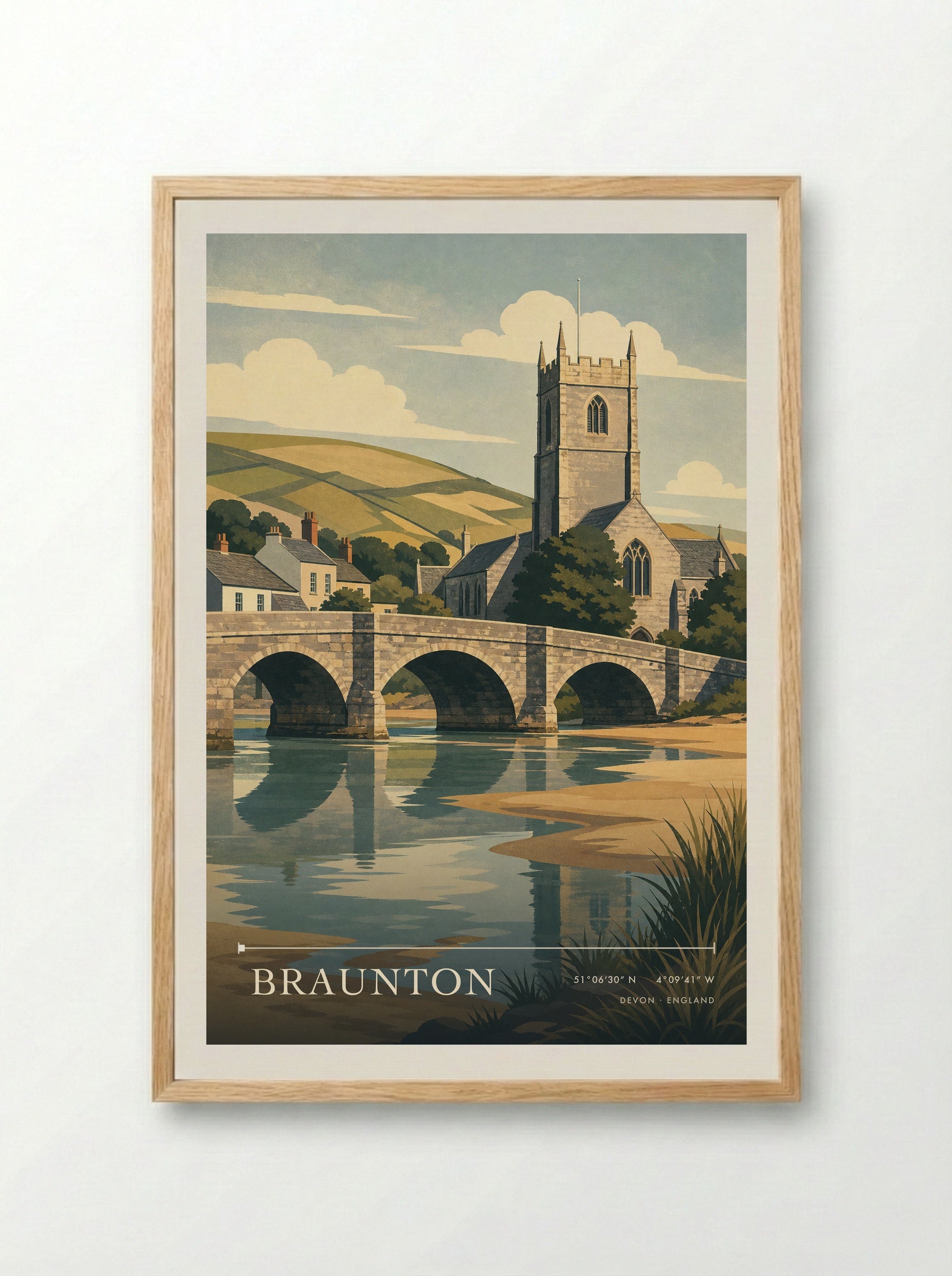 Braunton Devon England Travel Poster - Framed Print Wood