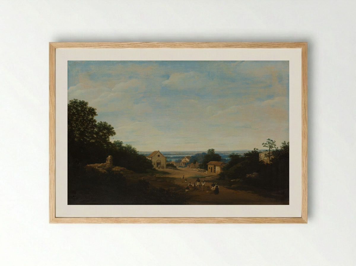 Braziliaans landschap met het dorp Igaraçú - Frans Jansz. Post - Framed Print Wood