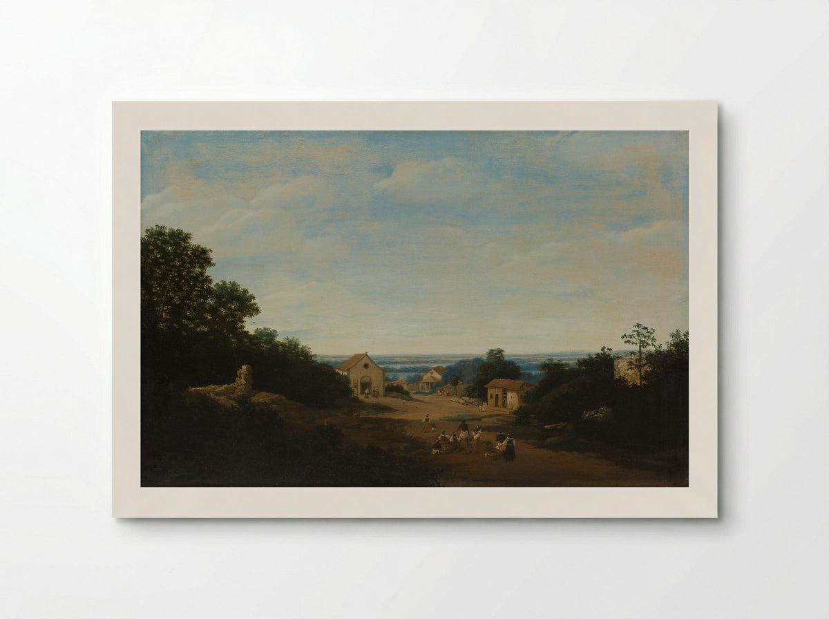 Braziliaans landschap met het dorp Igaraçú - Frans Jansz. Post - Poster
