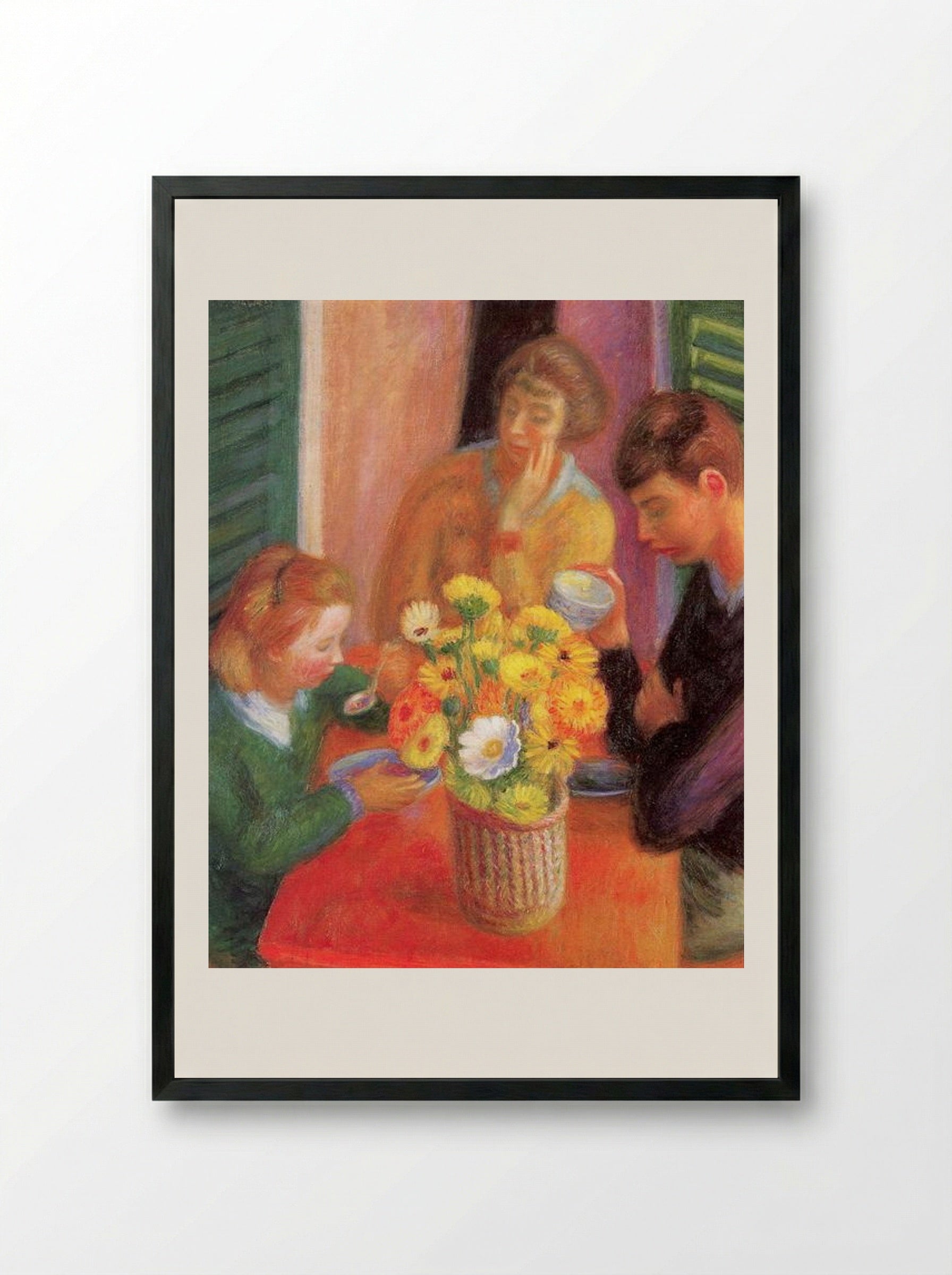 Breakfast Porch - William James Glackens - Framed Print Black
