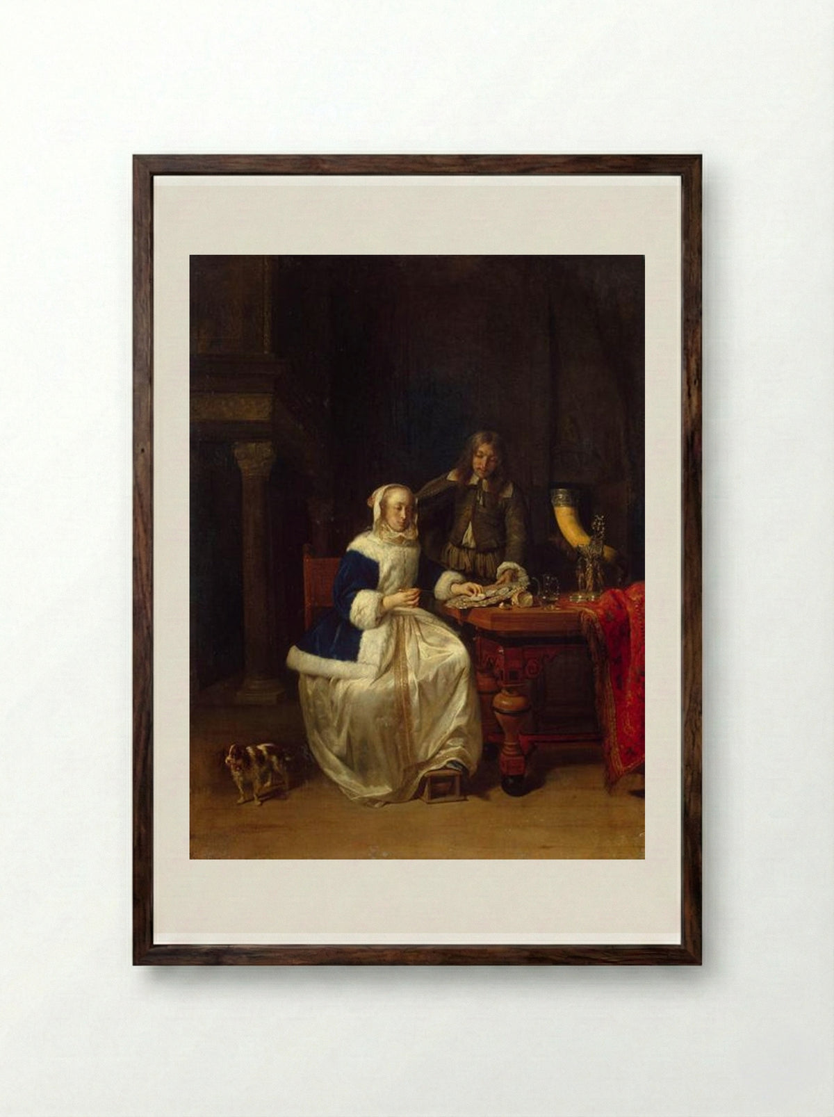 Breakfast - Gabriel Metsu - Framed Print Dark Wood