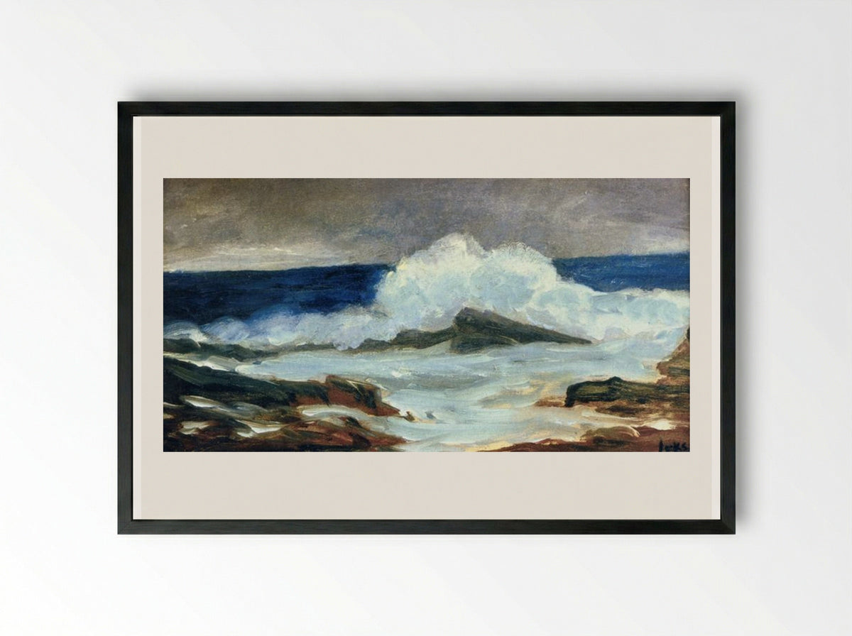 Breaking Surf - George Luks - Framed Print Black