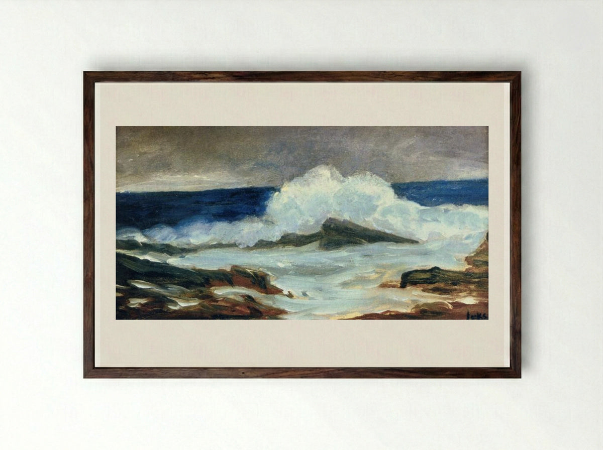 Breaking Surf - George Luks - Framed Print Dark Wood