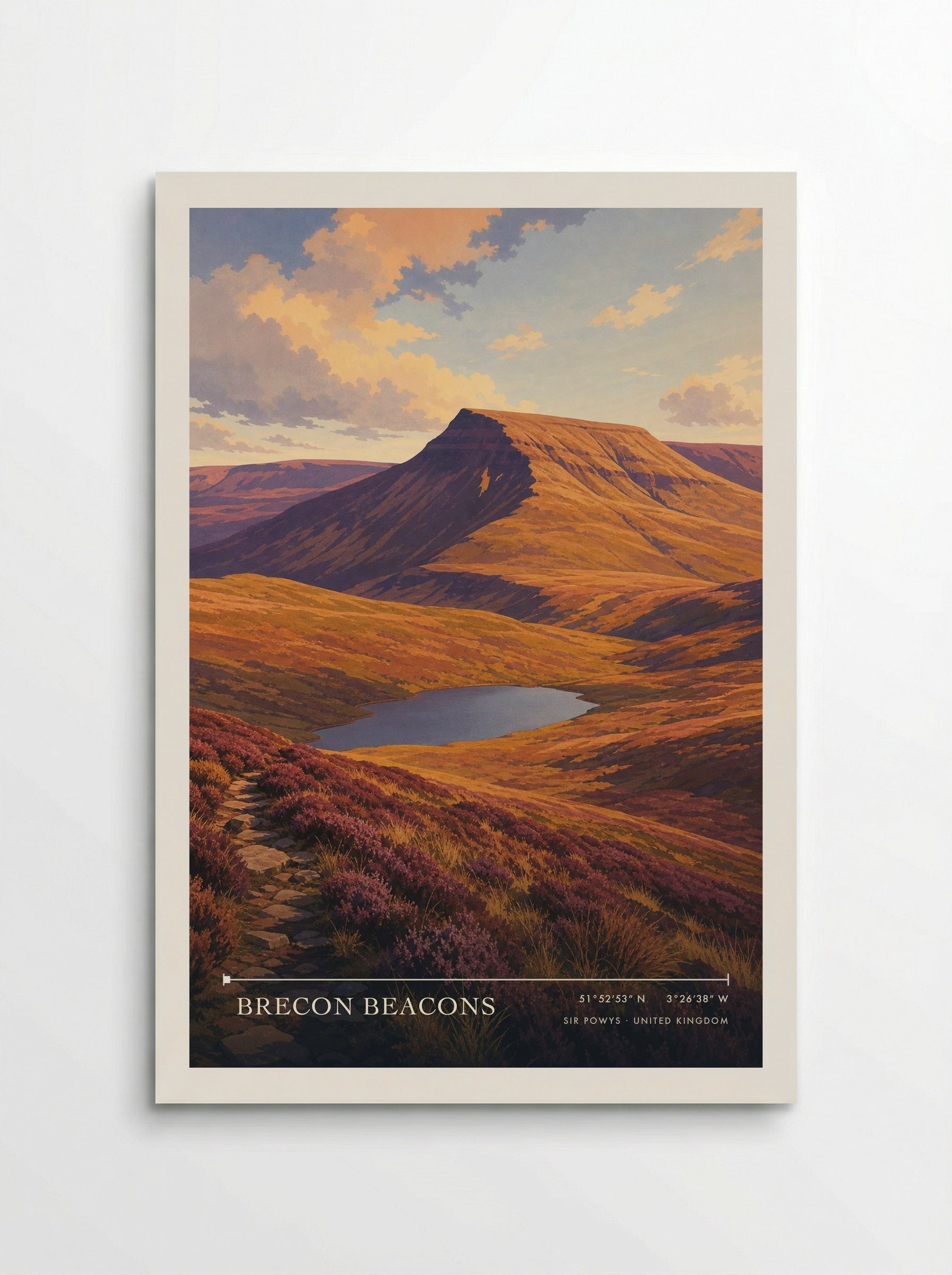 Brecon Beacons Sir Powys United Kingdom Travel Poster - Poster