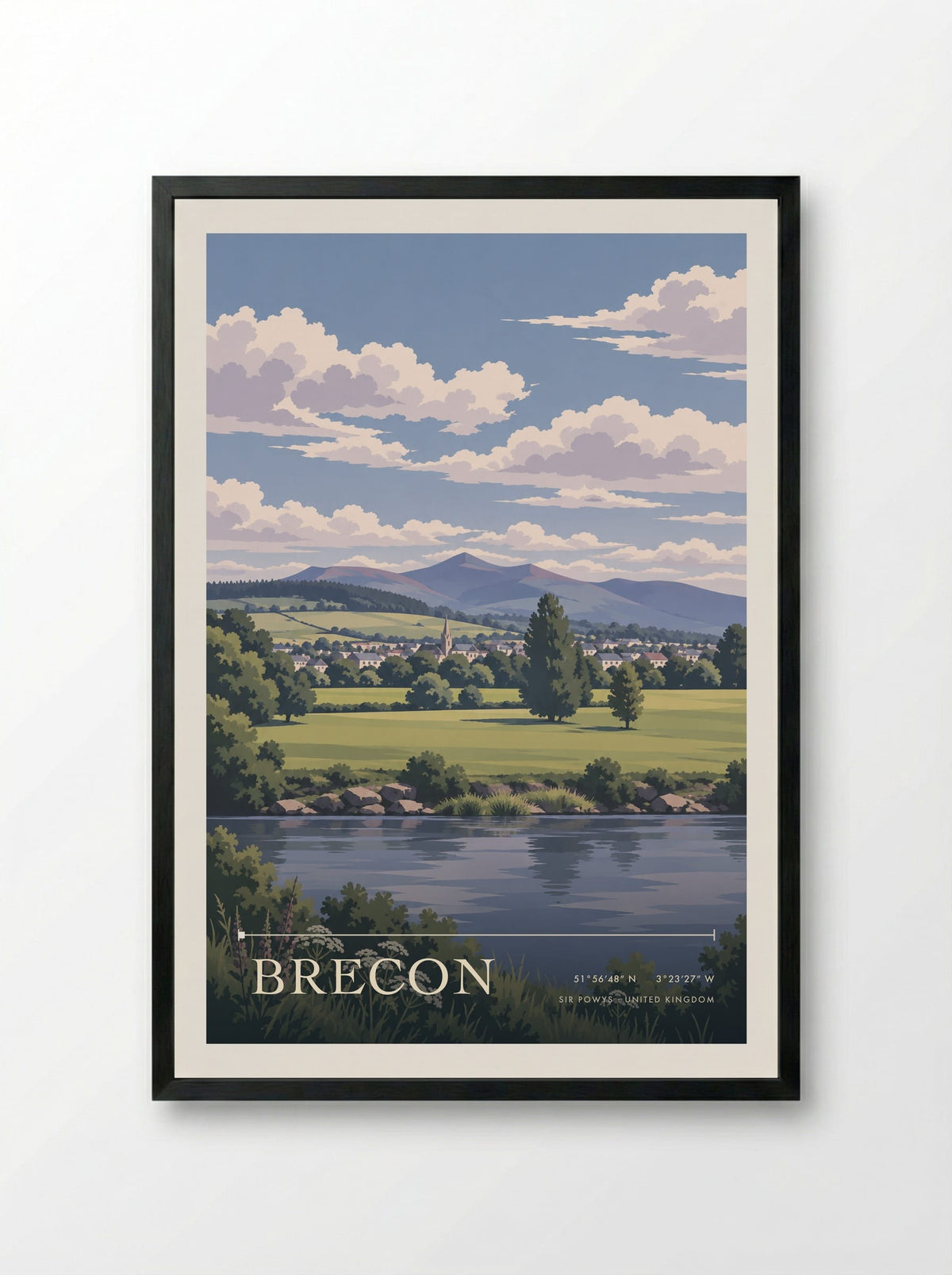 Brecon, Sir Powys | Travel Poster - Framed Print Black