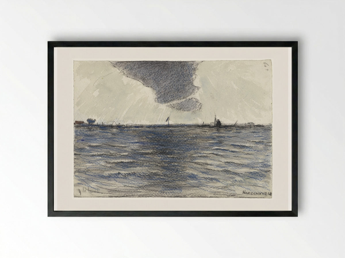 Breed water bij Hardinxveld - Adolf le Comte - Framed Print Black