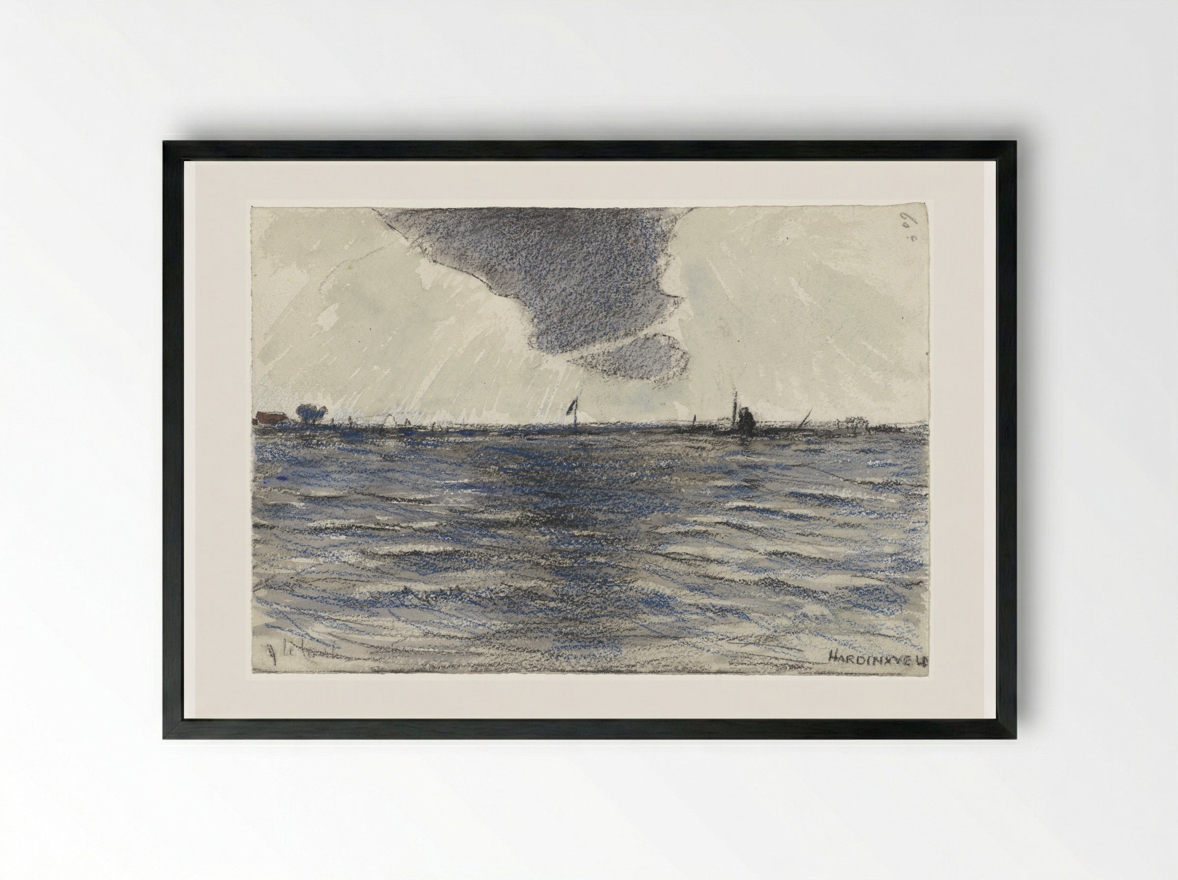 Breed water bij Hardinxveld - Adolf le Comte - Framed Print Black