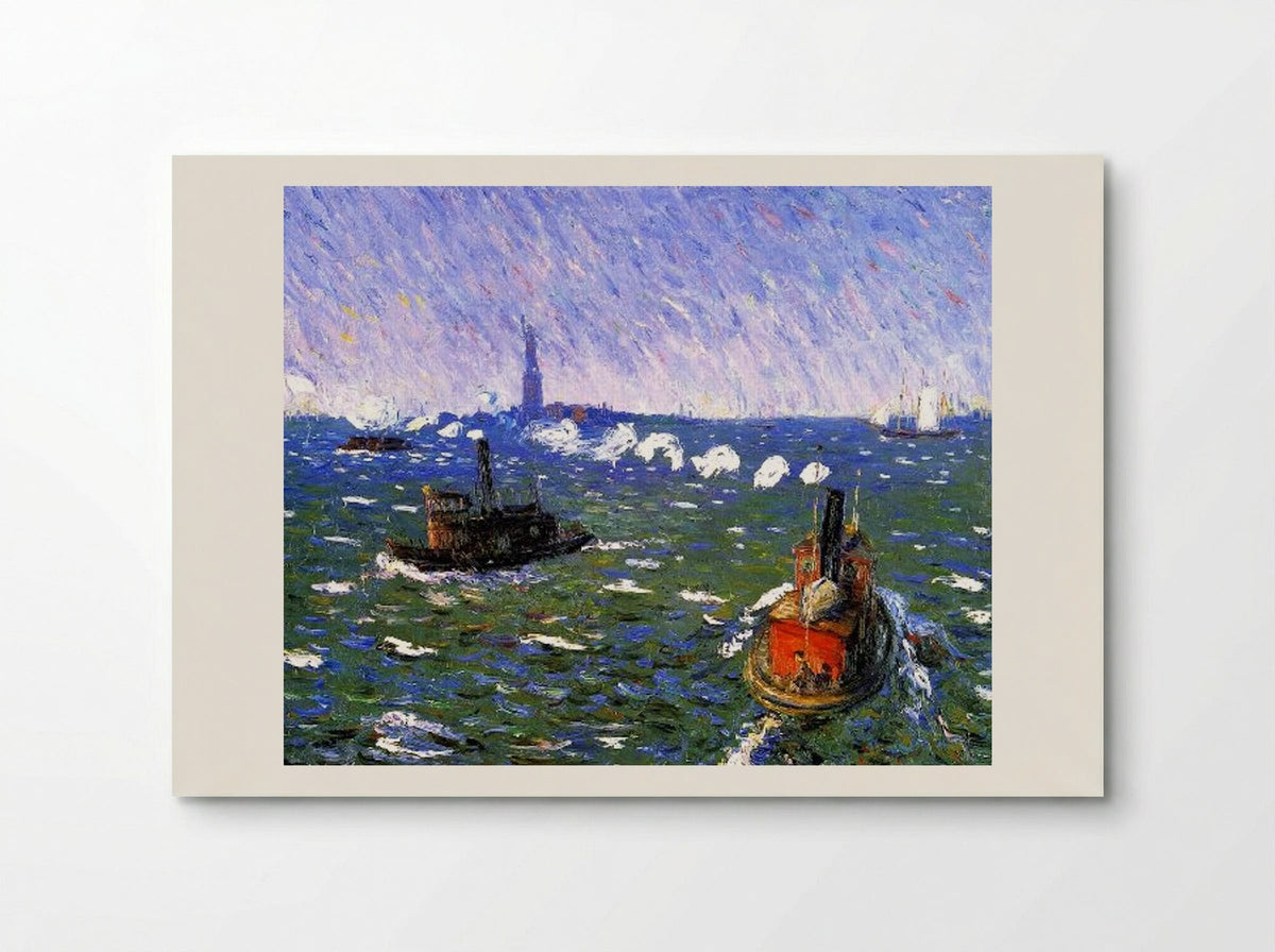 Breezy Day, Tugboats, New York Harbor - William James Glackens - Poster