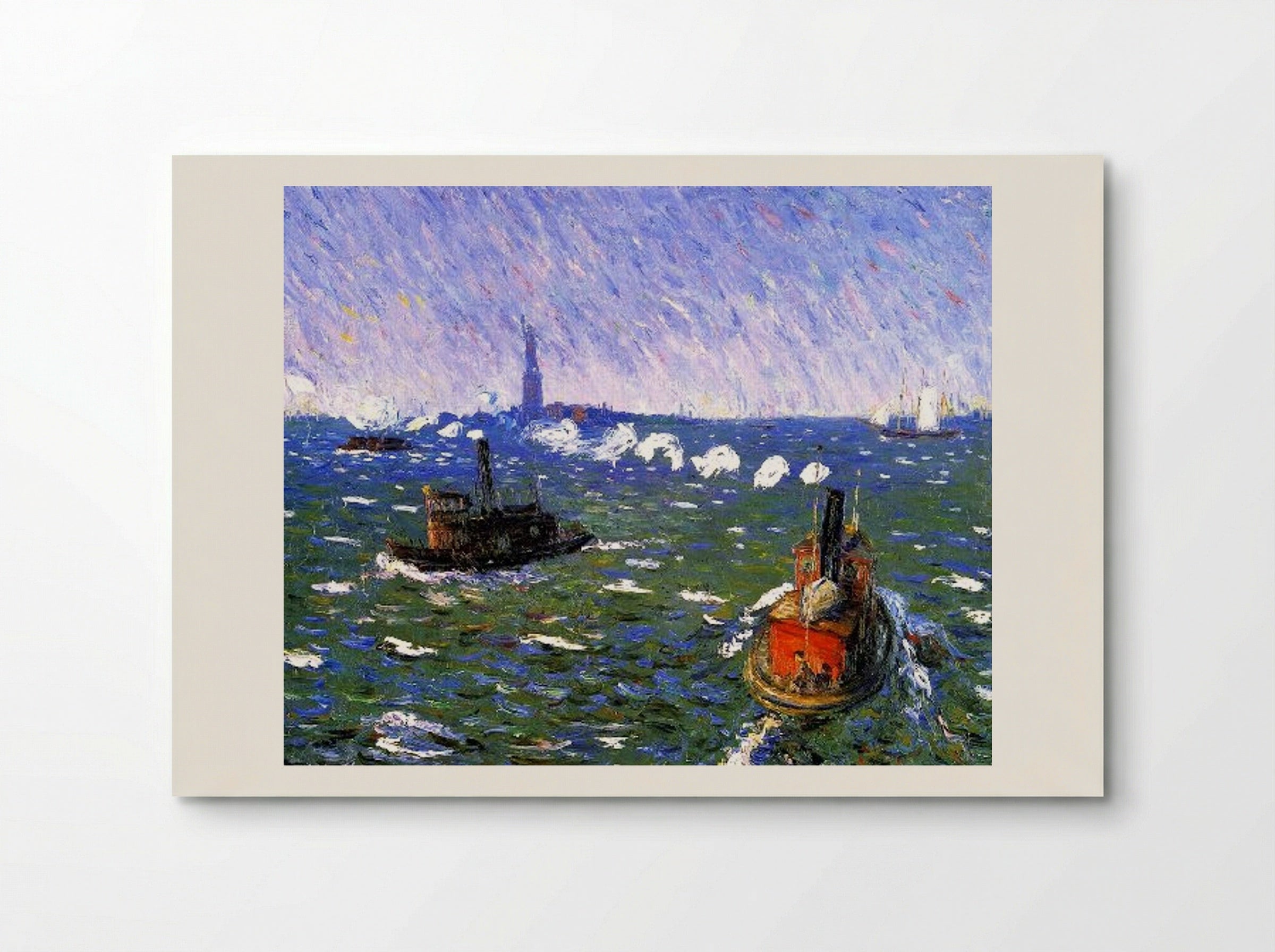 Breezy Day, Tugboats, New York Harbor - William James Glackens - Poster