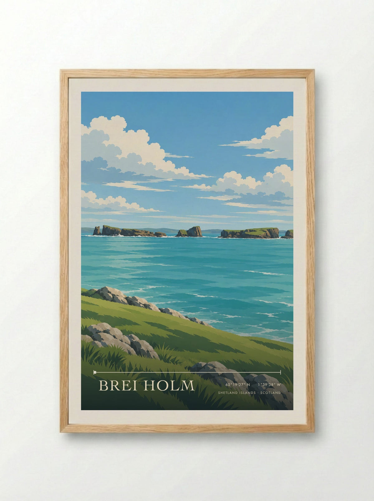 Brei Holm, Shetland Islands | Travel Poster - Framed Print Wood