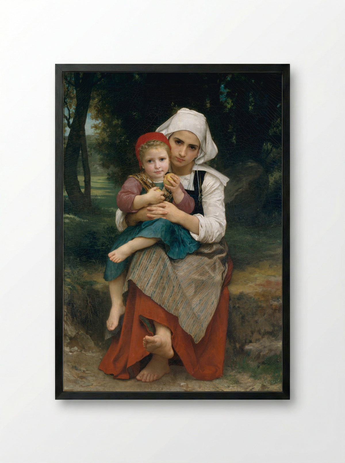 Breton Brother and Sister - William-Adolphe Bouguereau - Framed Print Black