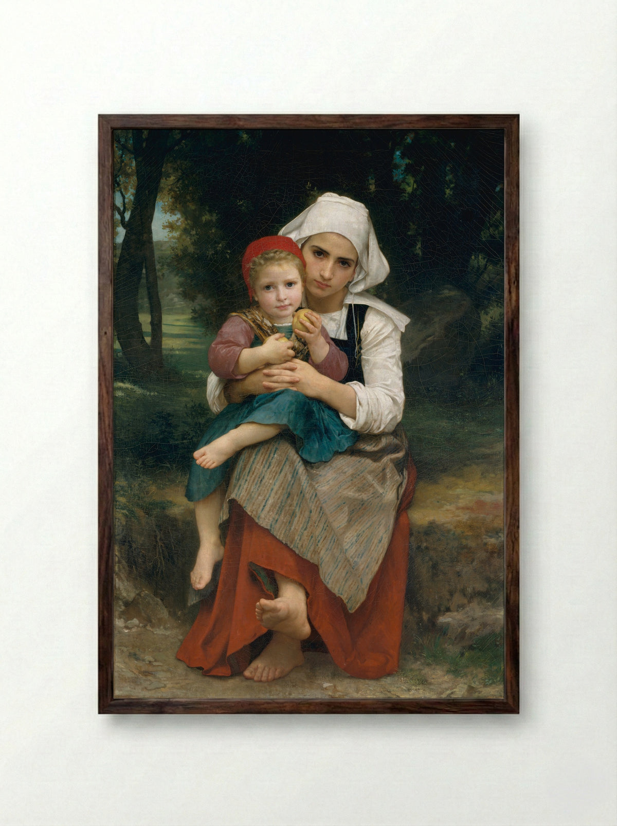 Breton Brother and Sister - William-Adolphe Bouguereau - Framed Print Dark Wood