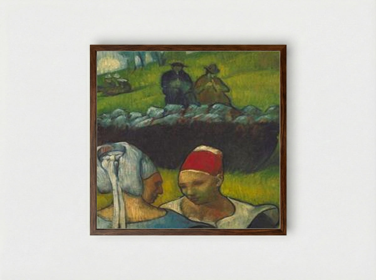 Bretons in the Meadow - Émile Bernard - Framed Print Dark Wood