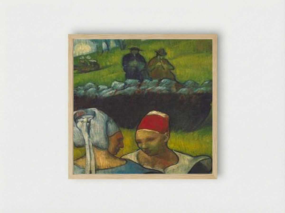 Bretons in the Meadow - Émile Bernard - Framed Print Wood