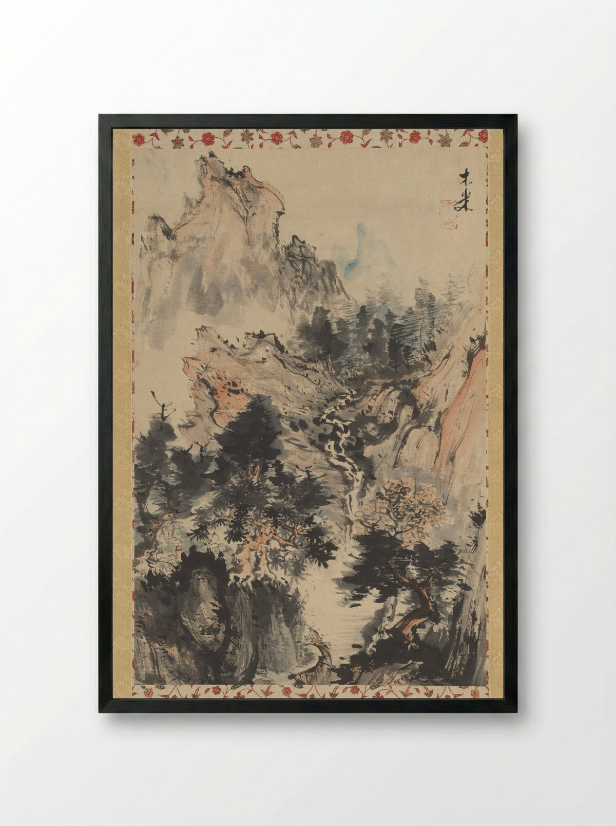 Brewing Tea in the Shade of Trees - Aoki Mokubei - Framed Print Black
