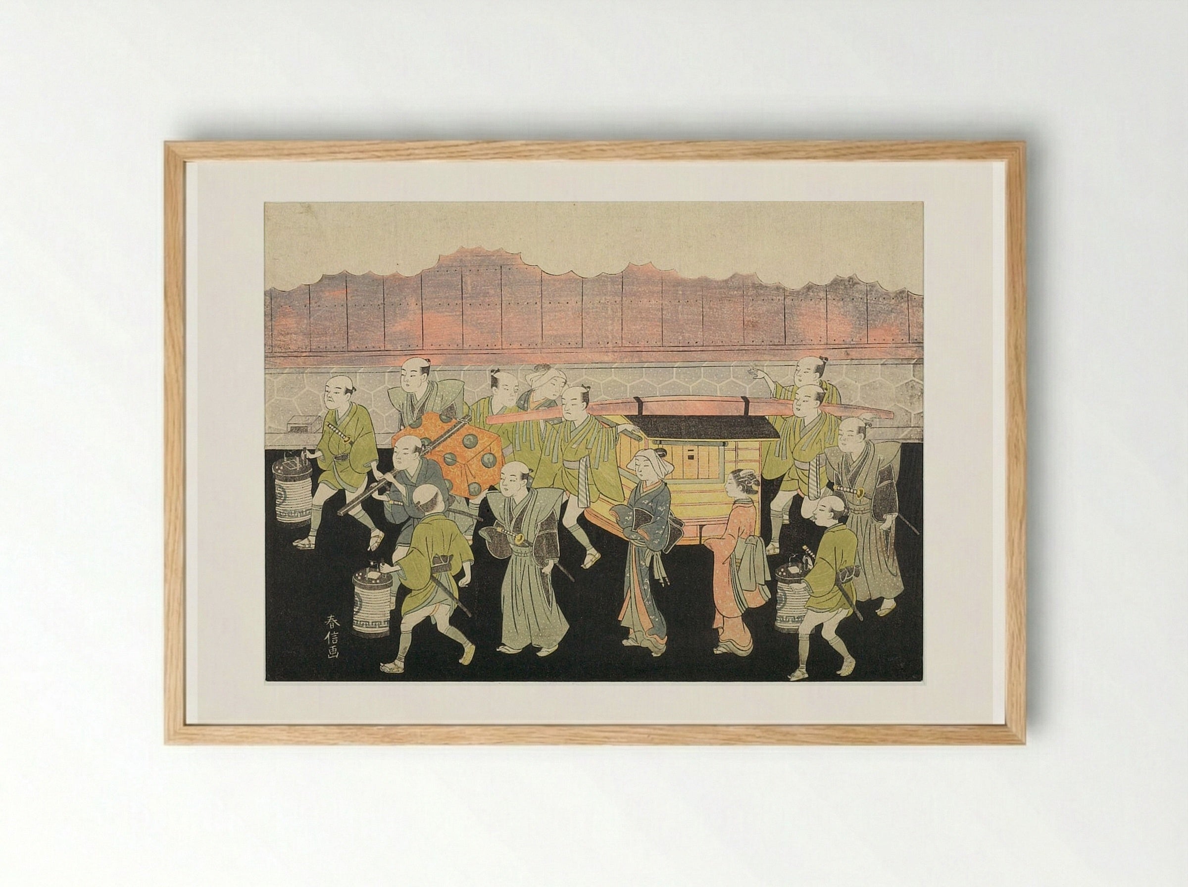 Bride Riding in Palanquin (Koshi-iri) - Suzuki Harunobu - Framed Print Wood