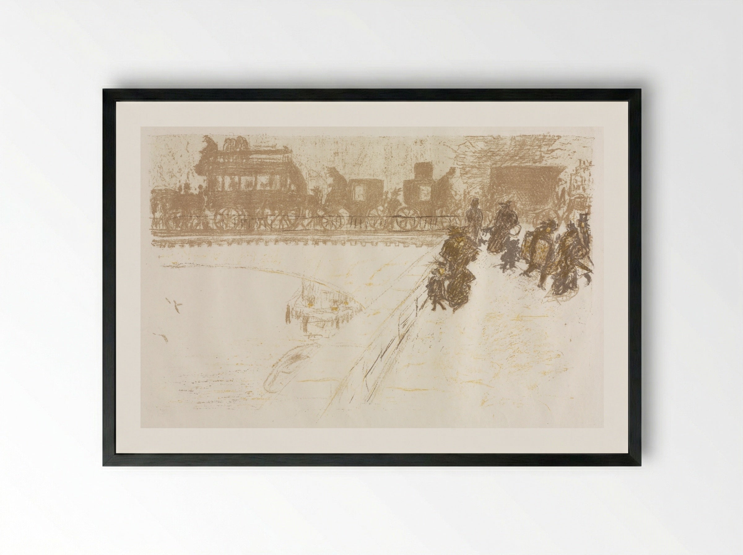 Bridge (Le Pont) - Pierre Bonnard - Framed Print Black