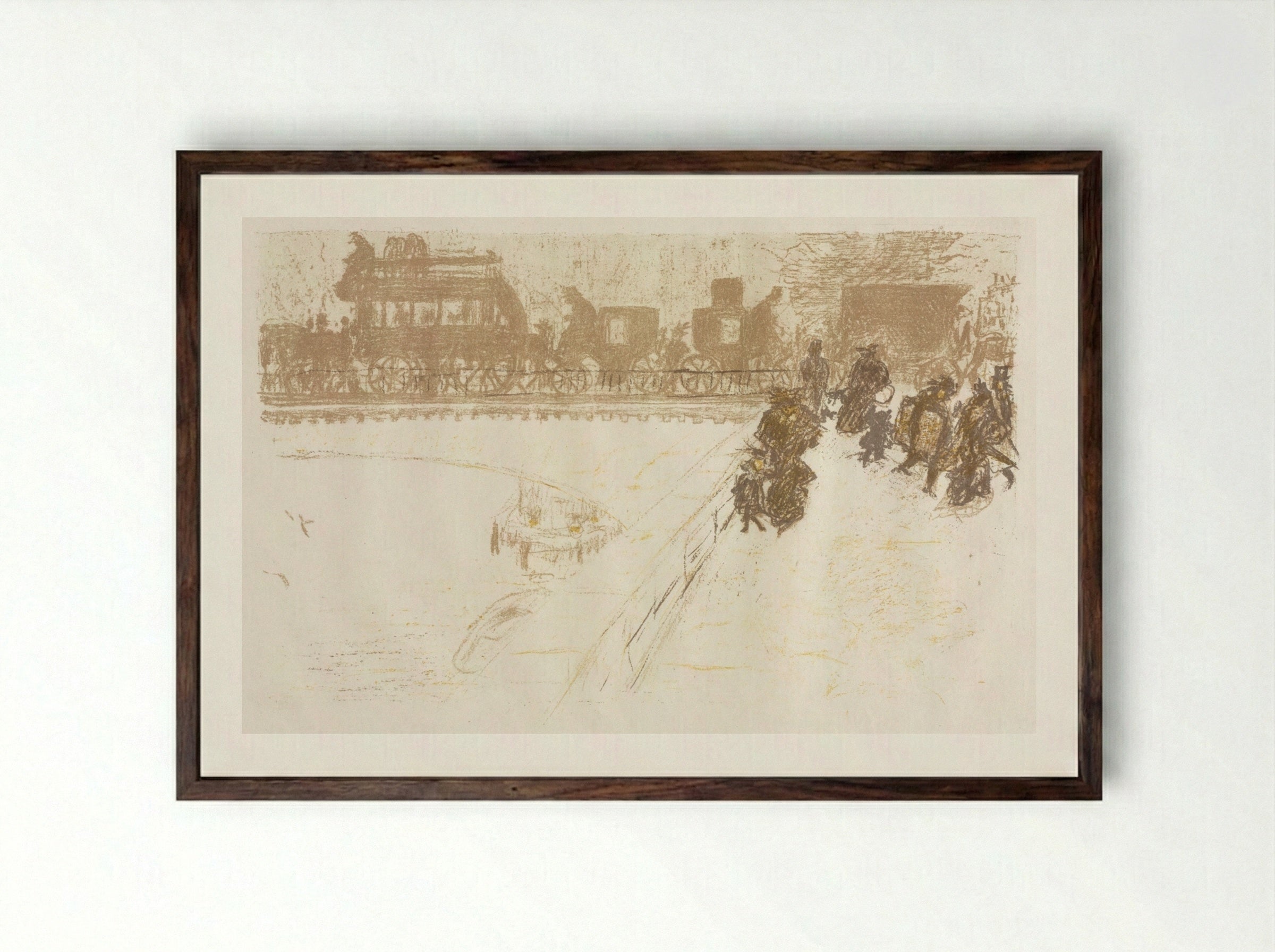 Bridge (Le Pont) - Pierre Bonnard - Framed Print Dark Wood