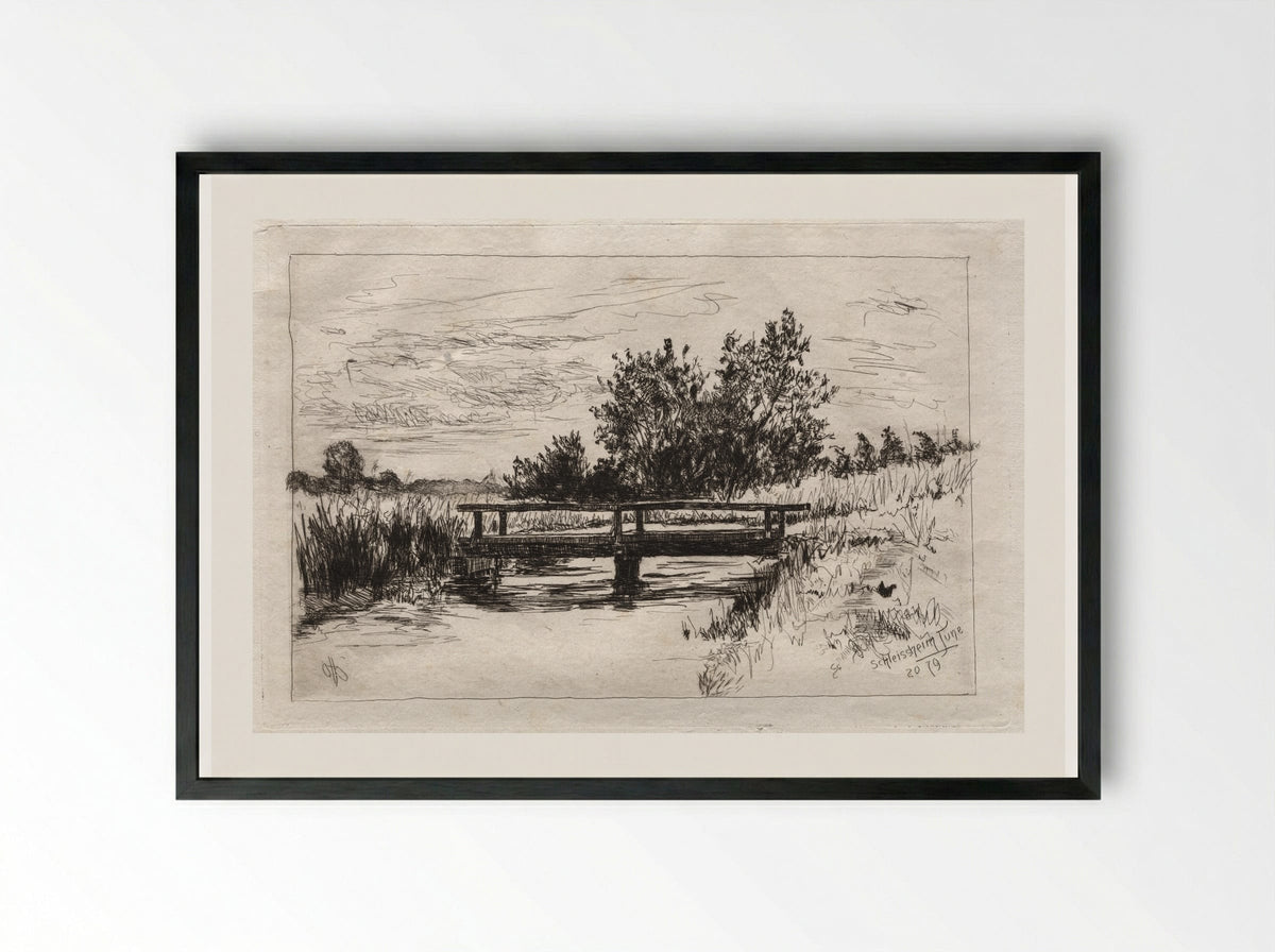 Bridge, Schleissheim - Otto H. Bacher - Framed Print Black
