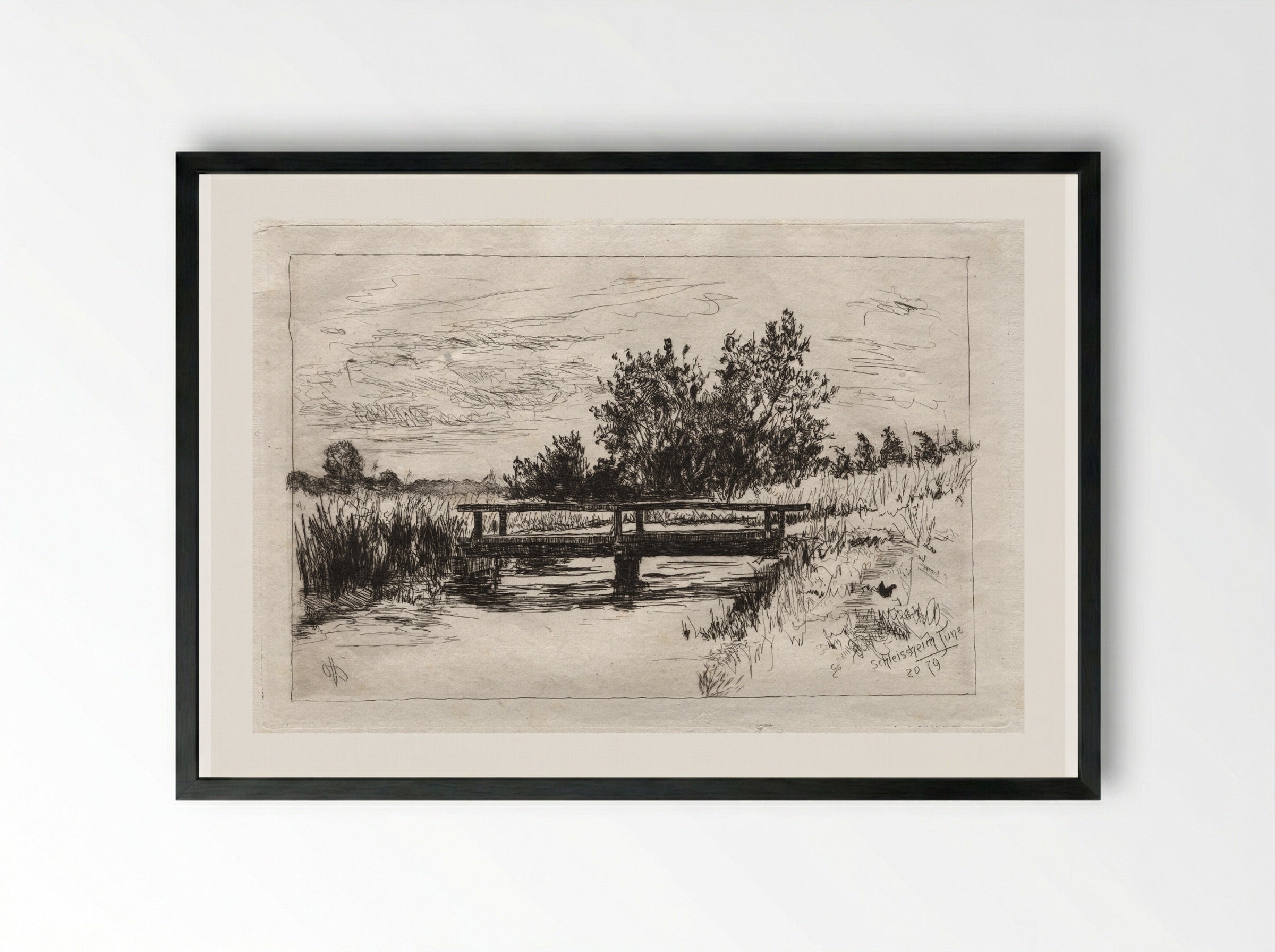 Bridge, Schleissheim - Otto H. Bacher - Framed Print Black