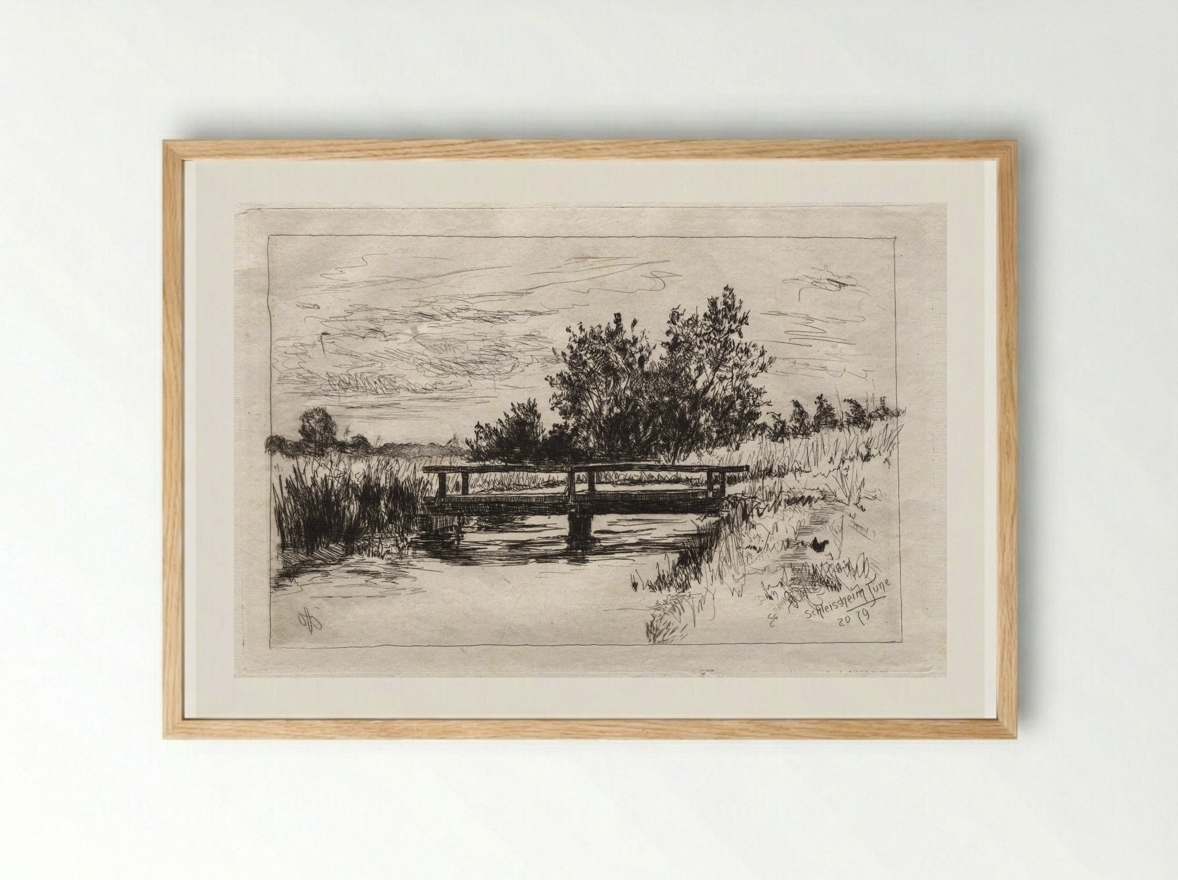 Bridge, Schleissheim - Otto H. Bacher - Framed Print Wood