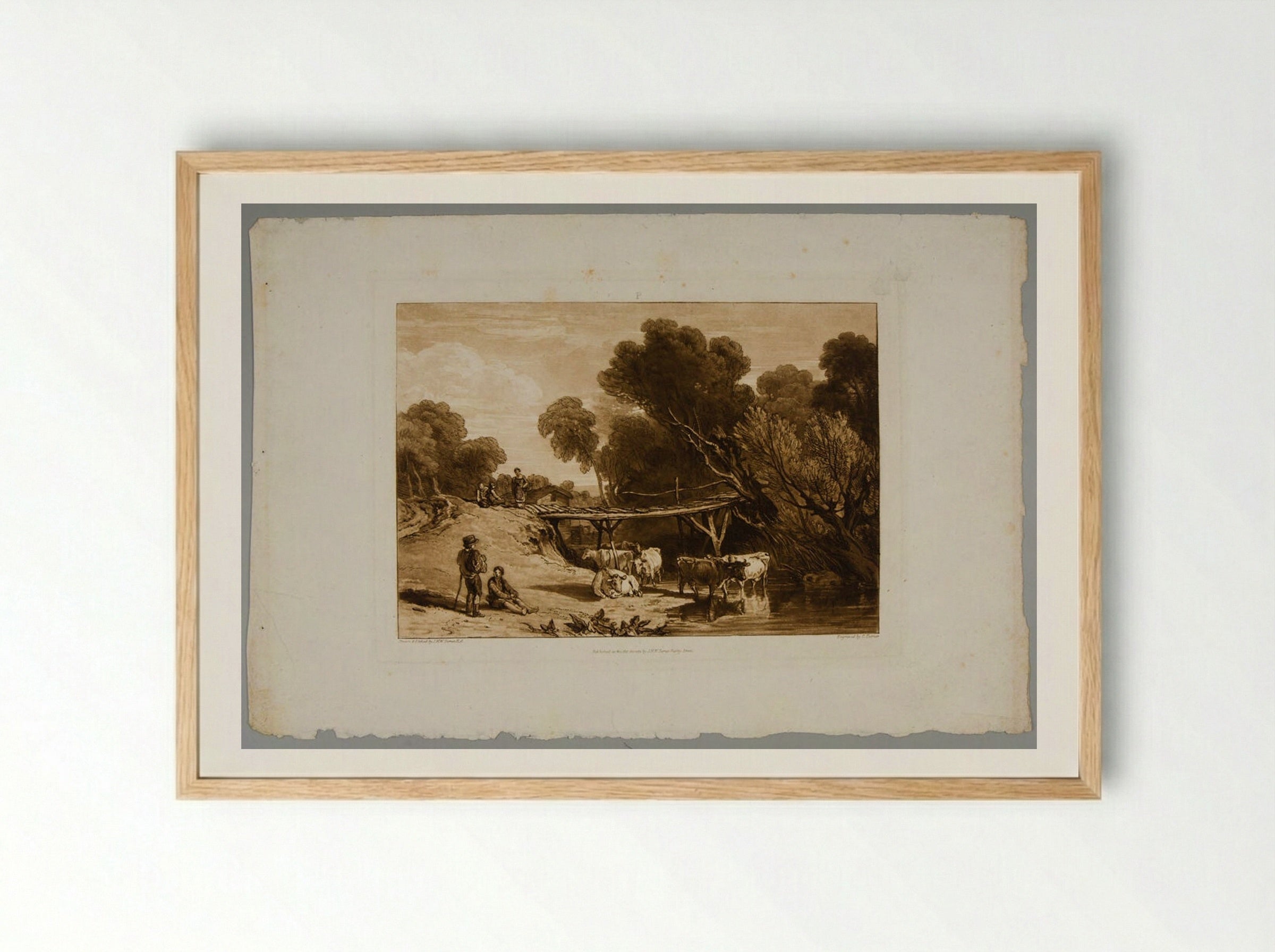Bridge and Cows - Charles Turner - Framed Print Wood