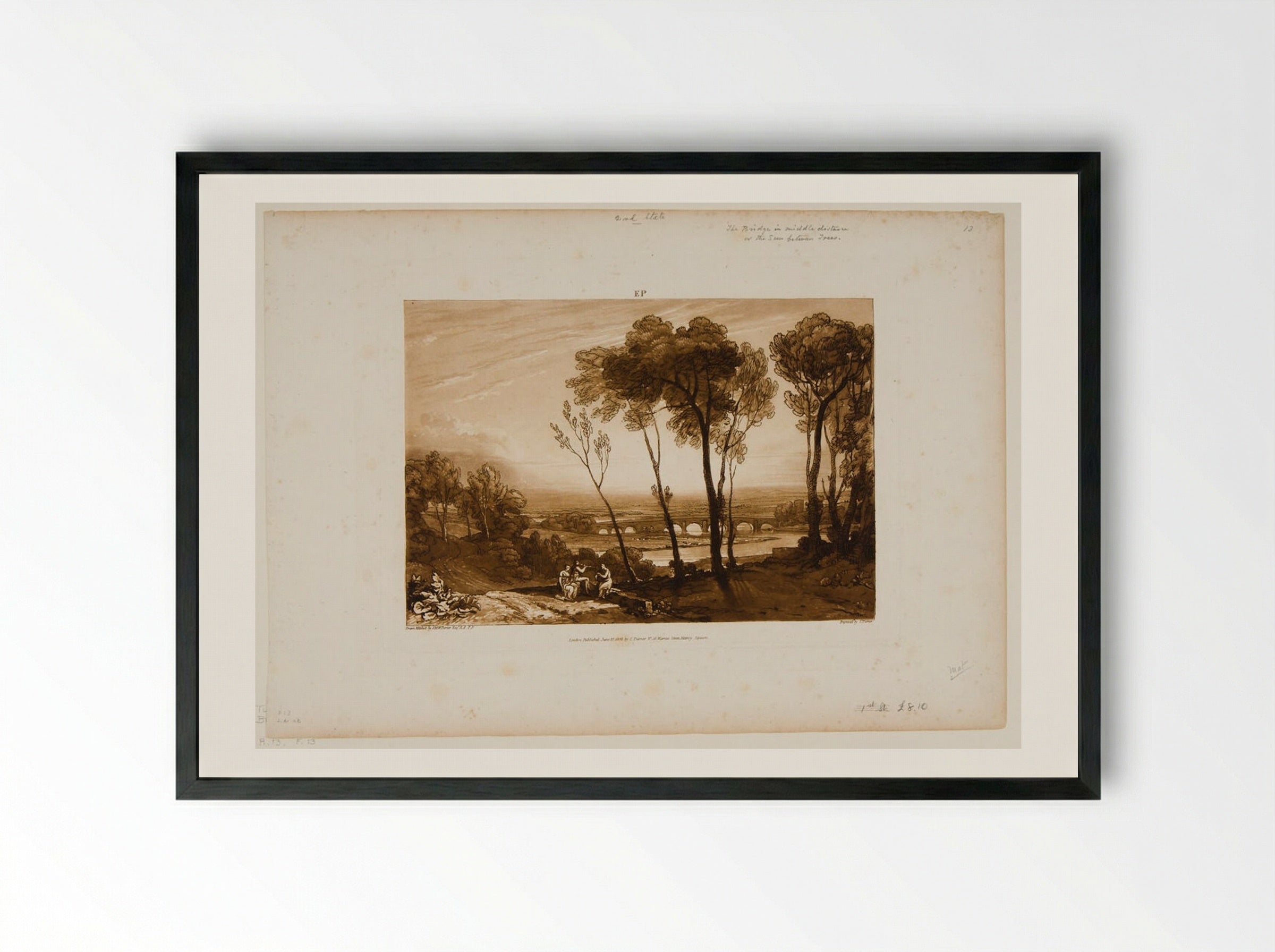 Bridge in Middle Distance - Charles Turner - Framed Print Black